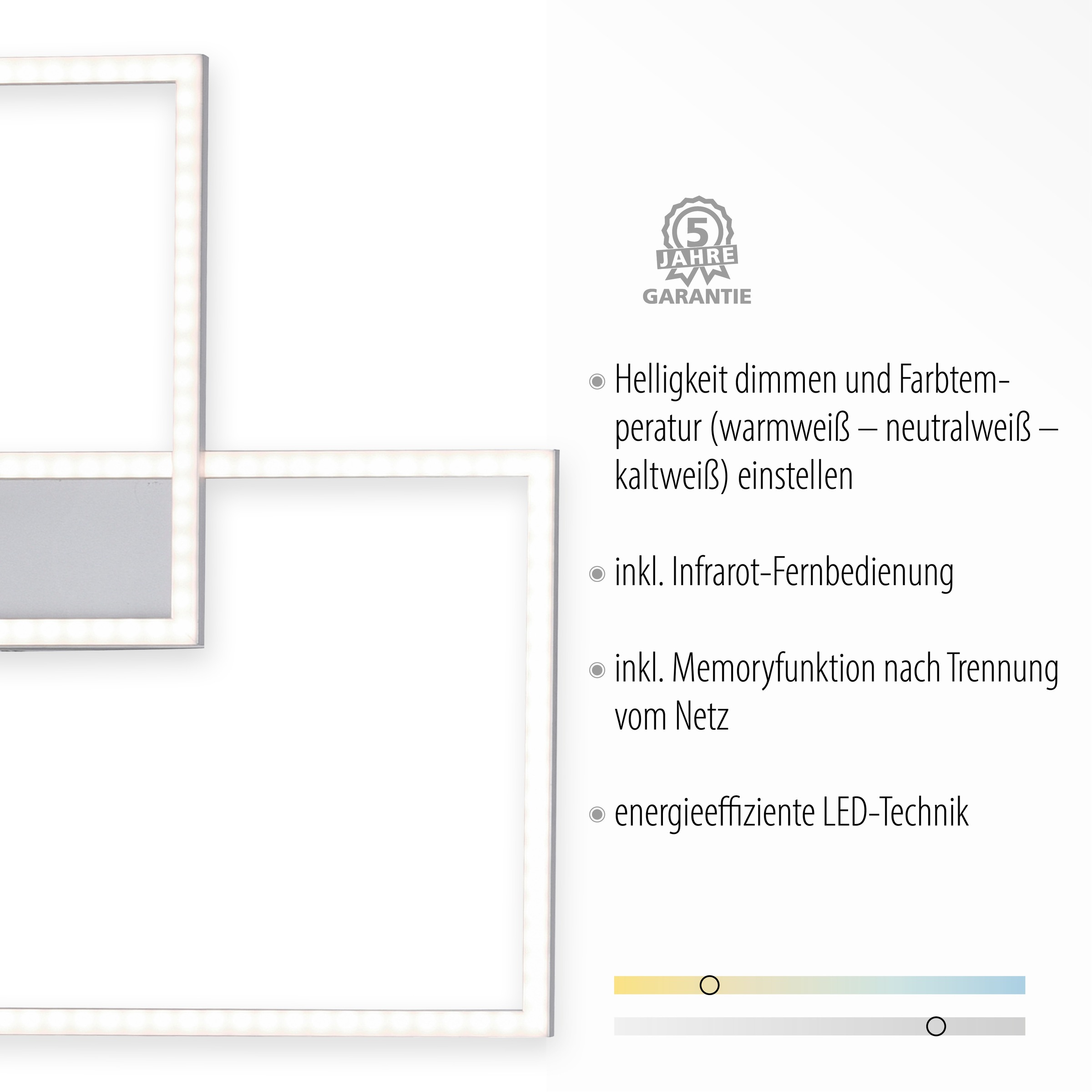JUST LIGHT Deckenleuchte »IVEN«, 2 flammig, Leuchtmittel LED-Board | LED fest integriert, LED, CCT - tunable white, Infrarot inkl., dimmbar über Fernbedienung