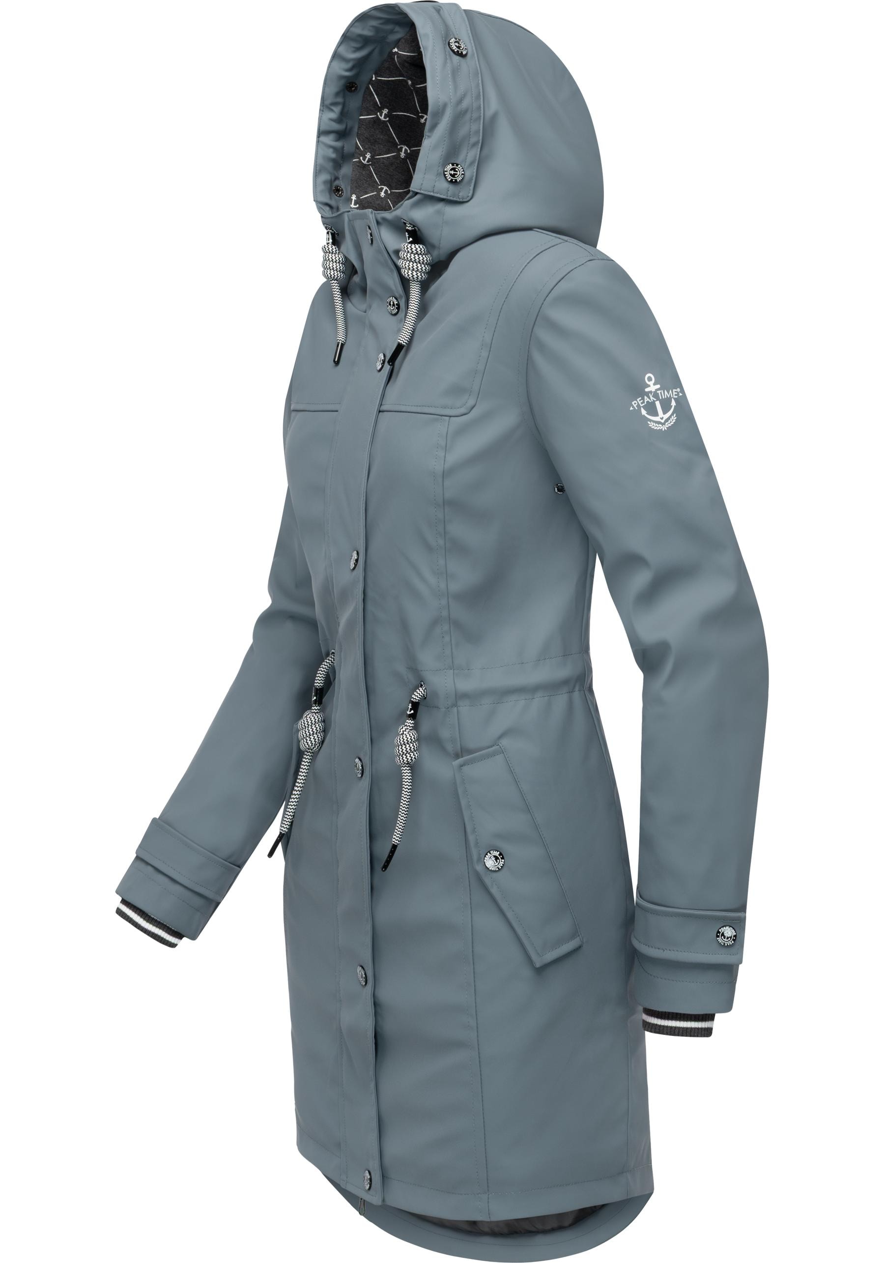 PEAK TIME Regenjacke »L60042«, mit Kapuze, stylisch taillierter Regenmantel für Damen