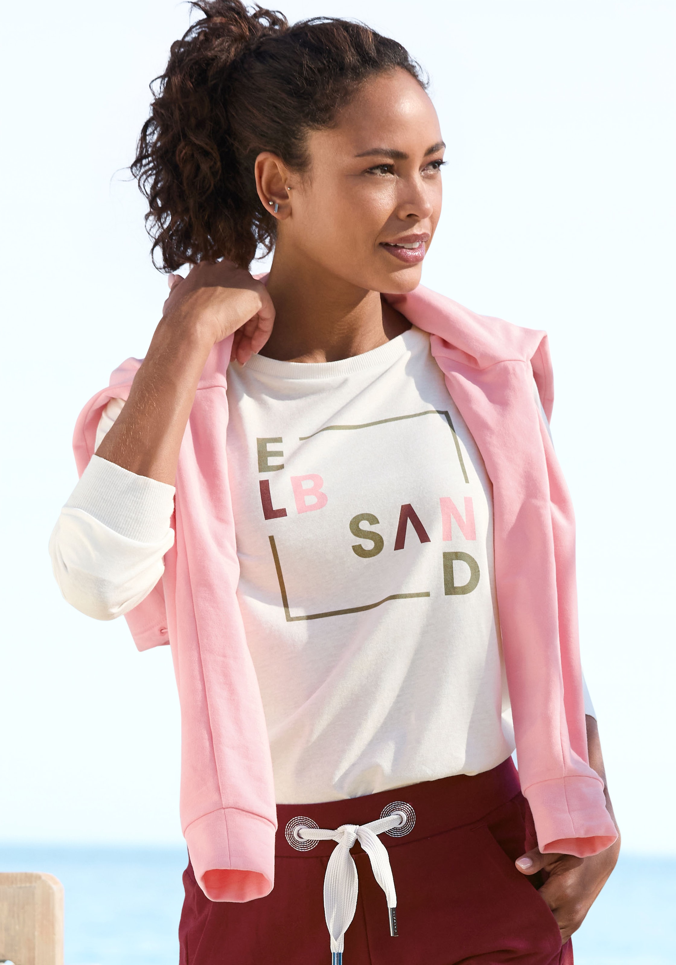 Elbsand Langarmshirt "Iruna" mit Frontdruck, Longsleeve, lockerer Schnitt günstig online kaufen