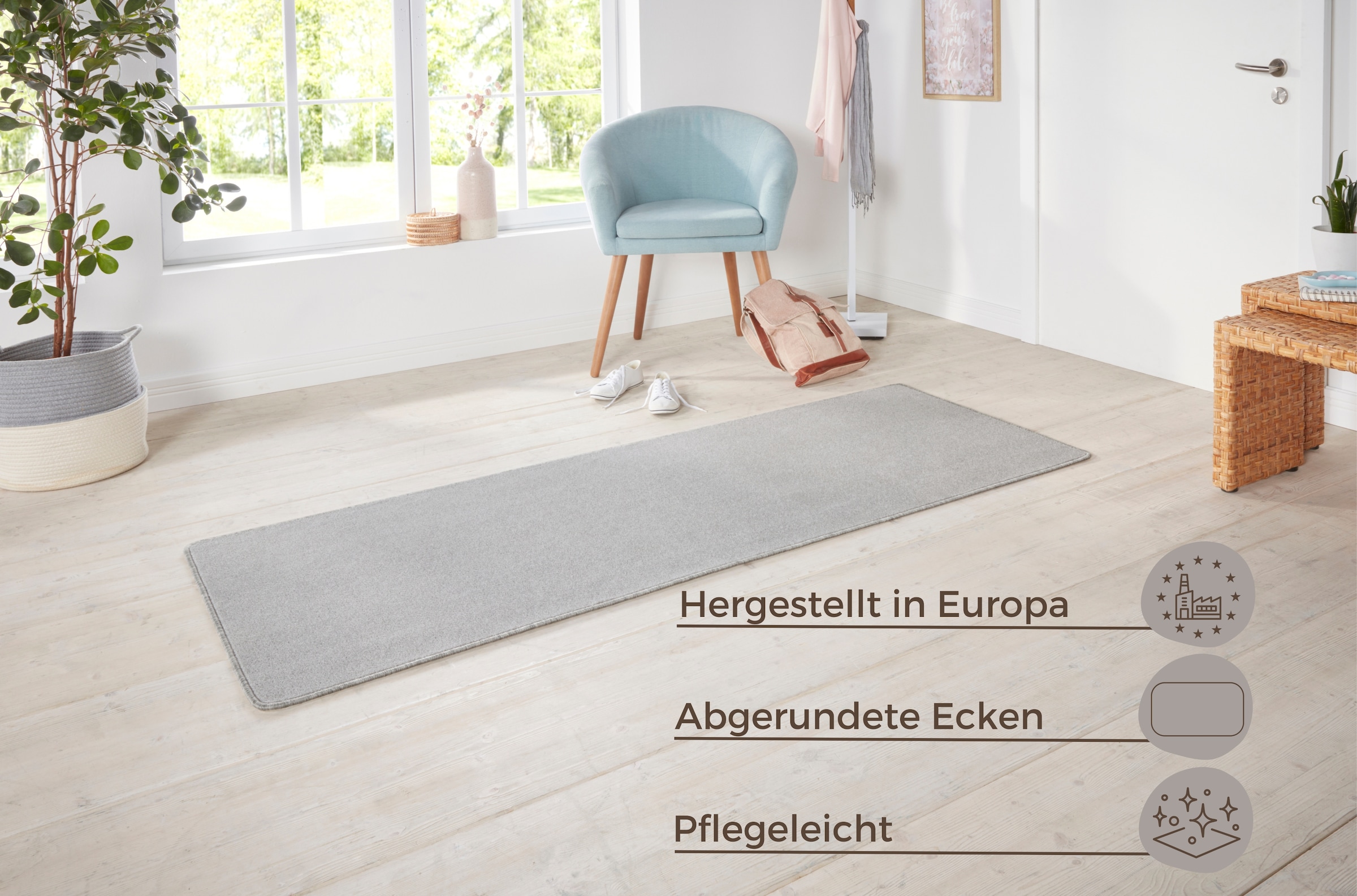 HANSE Home Teppich »Shashi«, rechteckig, 8,5 mm Höhe, Kurzflor, Unifarben, Läufer, weich, Esszimmer, Kinderzimmer, Flur