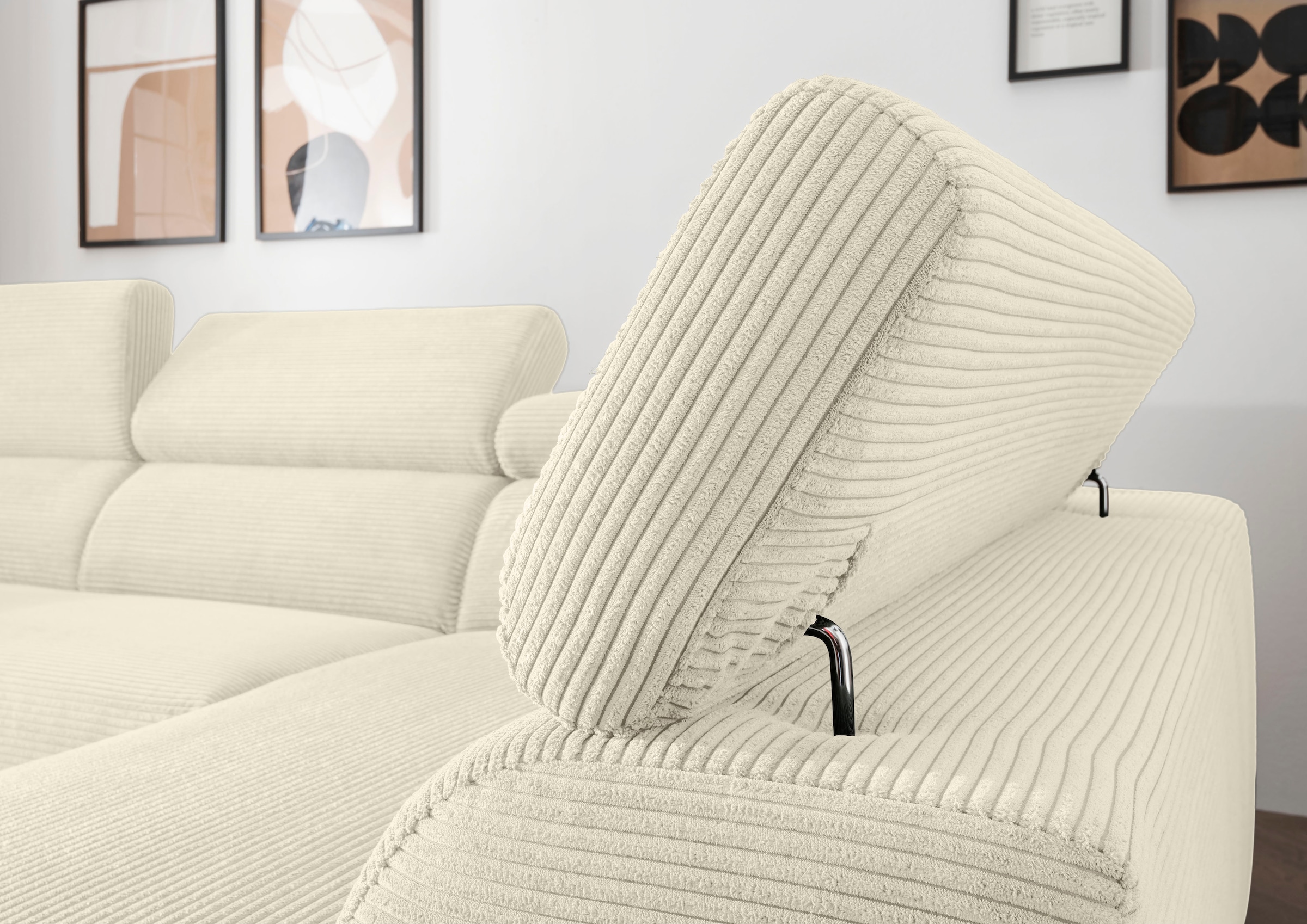 alina Ecksofa »Hikari«, wahlweise mit Sitzvorzug, in modernem Cordstoff, Breite 302 cm
