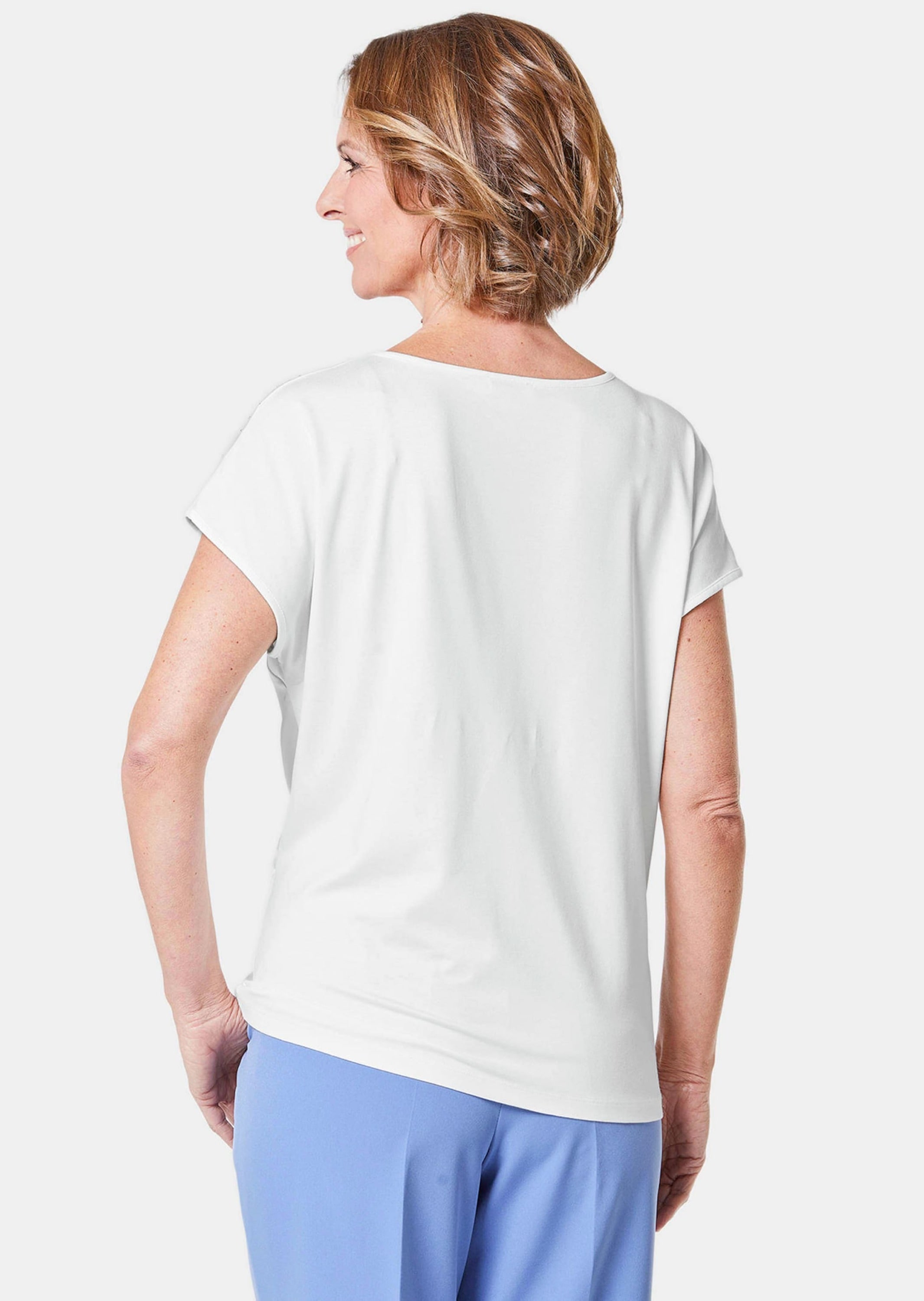 GOLDNER Kurzarmbluse »Blusenshirt Blusenshirt mit schimmernden Glitzersteinen«