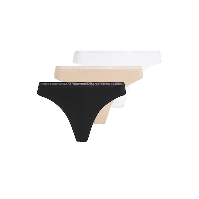 Tommy Hilfiger Underwear T-String »LACE 3P THONG (EXT SIZES)«, (Packung,  3er-Pack), mit Tommy Hilfiger Logobund | BAUR