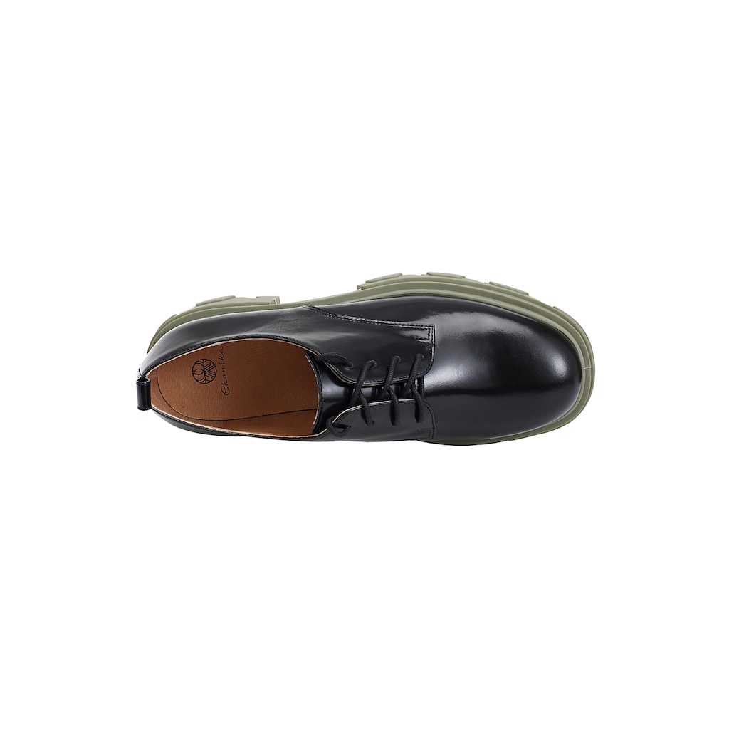 Schuhe Schnürschuhe ekonika Schnürschuh, mit massiver Kontrastsohle schwarz