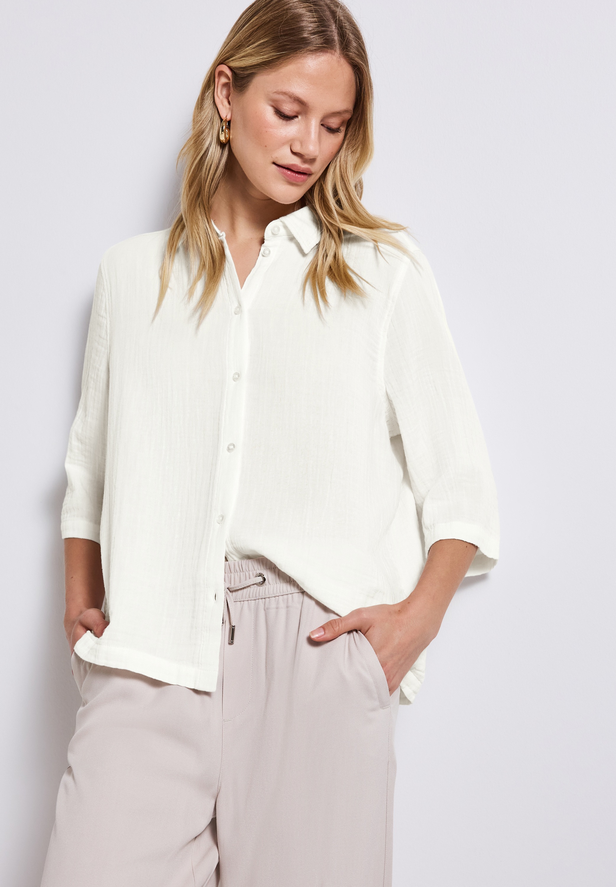 STREET ONE Hemdbluse, im Musselin-Look günstig online kaufen