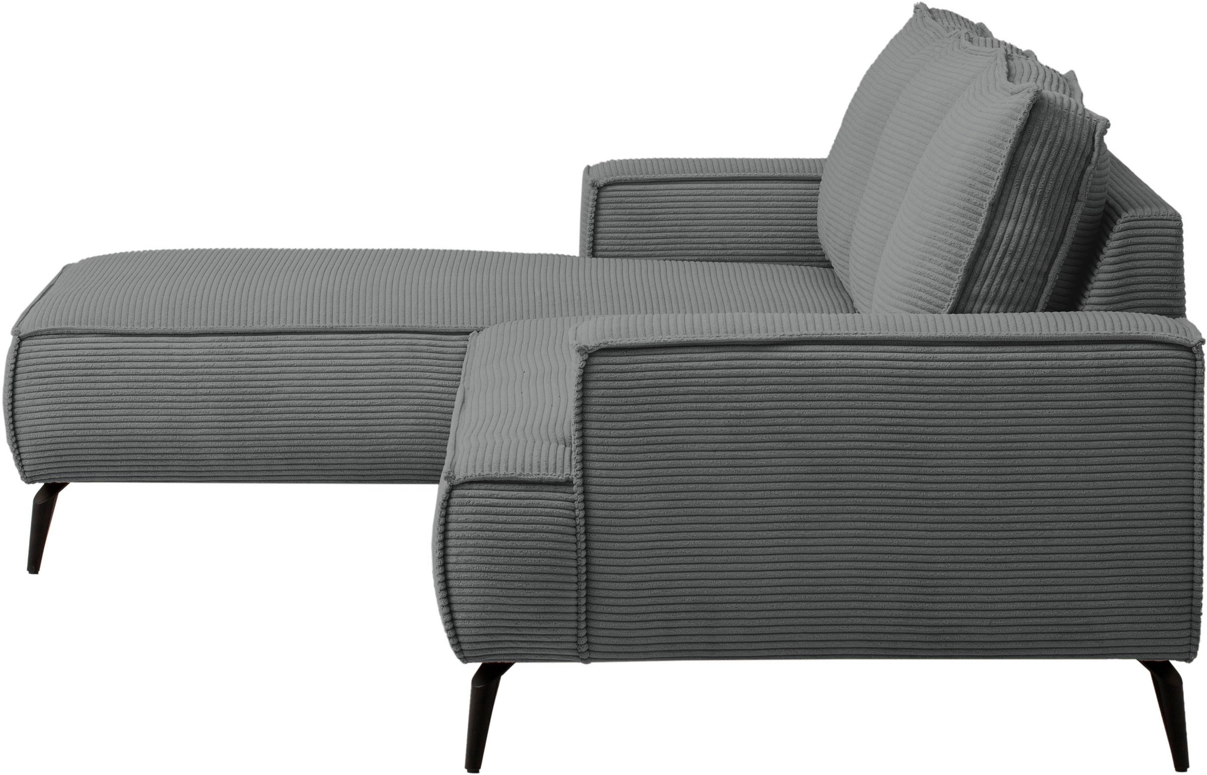andas Ecksofa »TVINNU, L-Form in Cord, Sofa«, wahlweise Ottomane rechts/links, schwarze Füße, bequemer Sitzkomfort