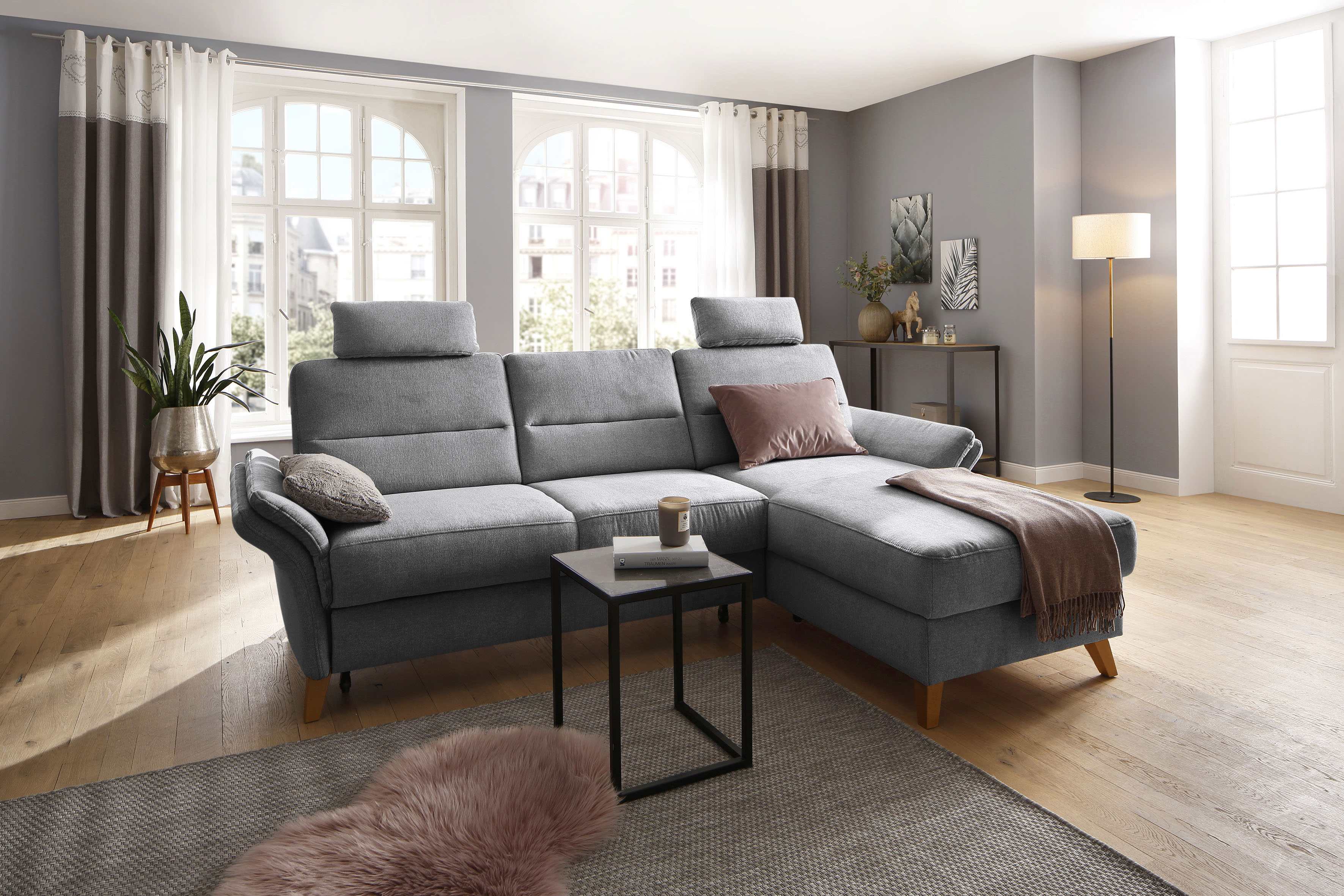 OTTO home Ecksofa "Westerland L-Form" Federkern-Polsterung, wahlweise mit Schlaffunktion, Bettkasten