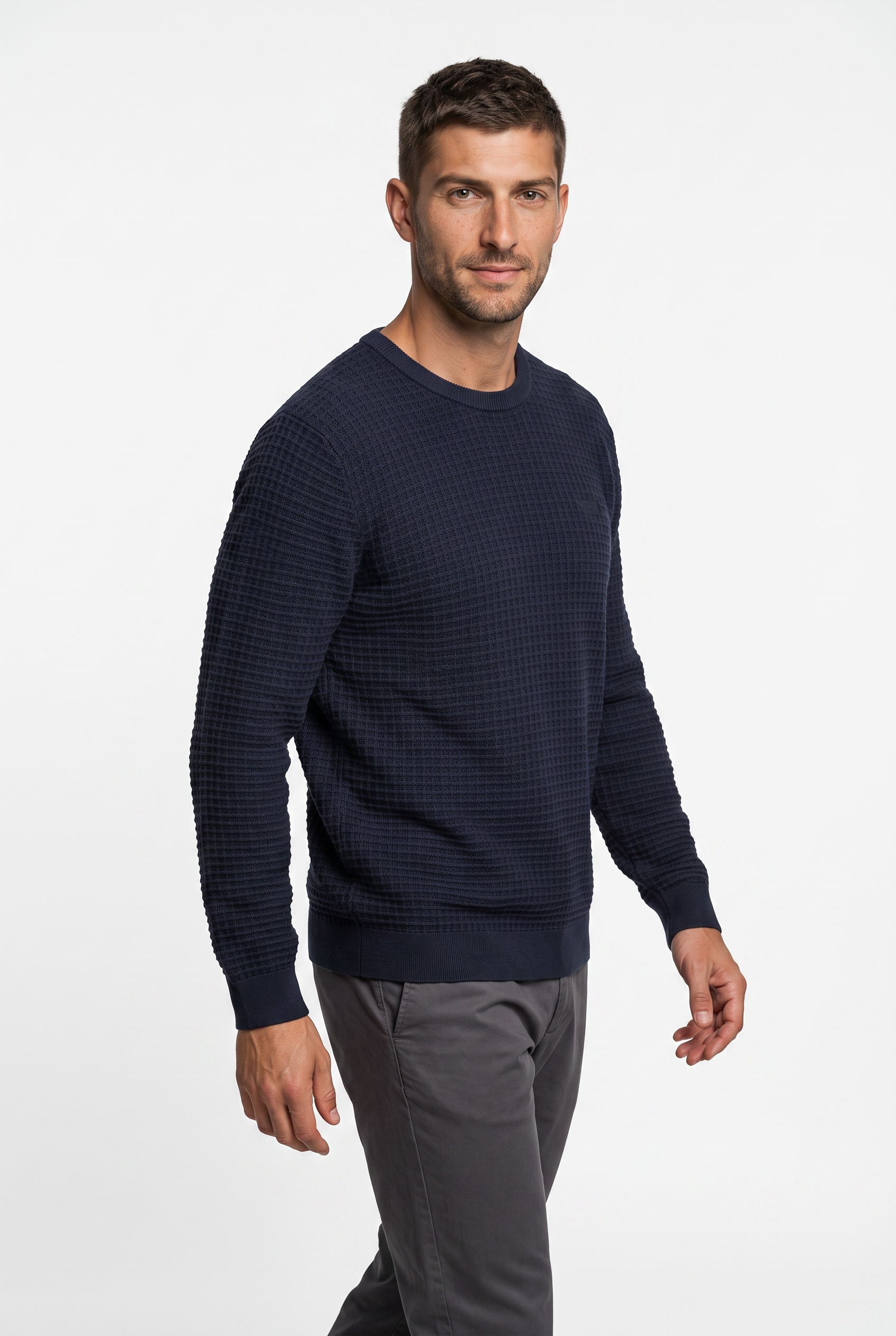 Gant Rundhalspullover "COTTON TEXTURE C-NECK" Regular fit mit Rundhalsausschnitt