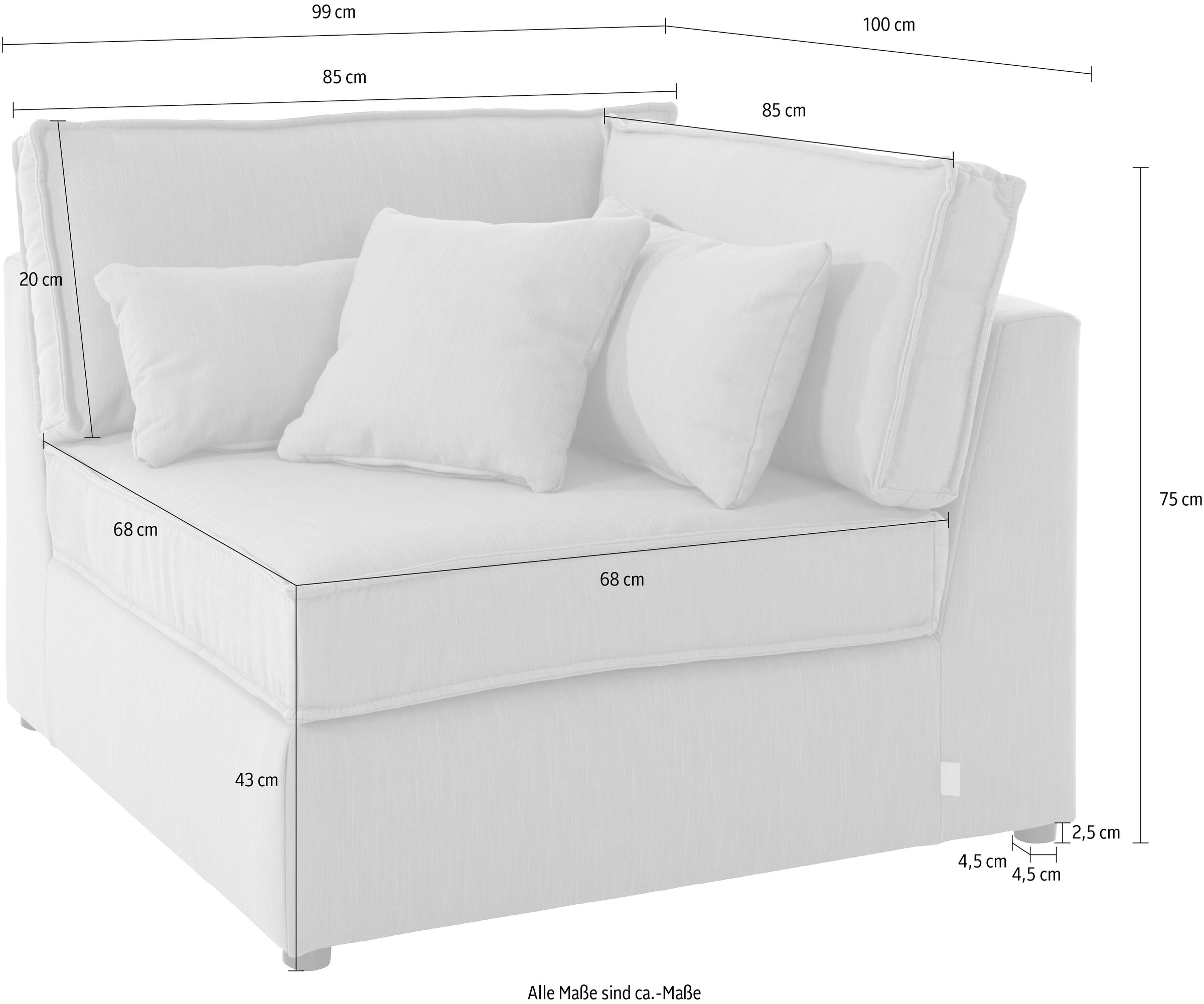 RAUM.ID Sofa-Eckelement »Florid«, Teil eines Modulsofas, fester Sitzkomfort, auch in Cord