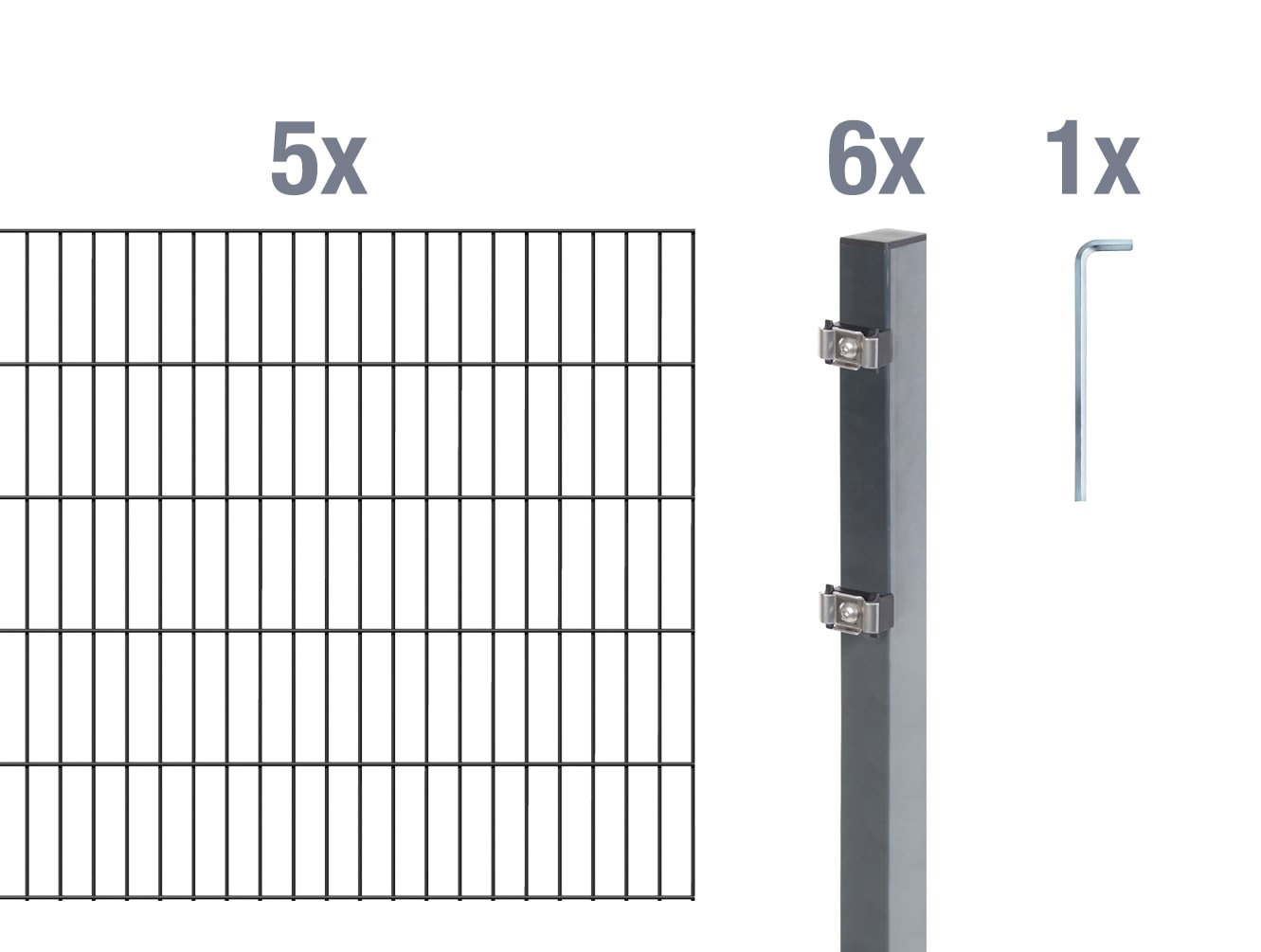 Alberts Doppelstabmattenzaun "Grundset" Höhe: 80-200 cm, Gesamtlänge: 4-30 m, zum Einbetonieren