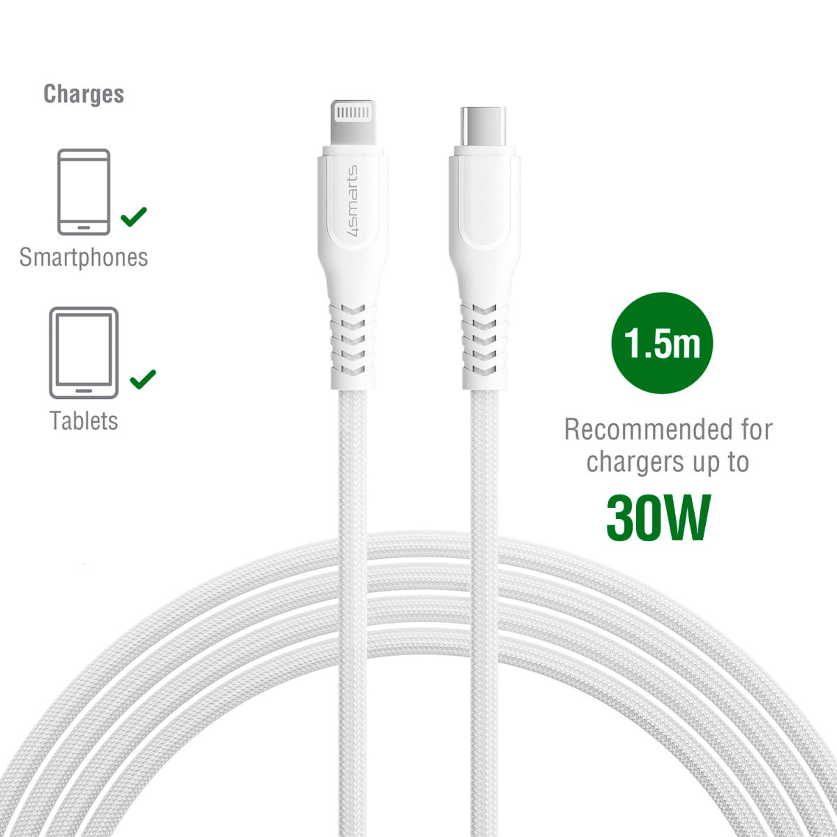 4smarts Lightningkabel »RapidCord USB-C auf Lightning Kabel PD 30W«