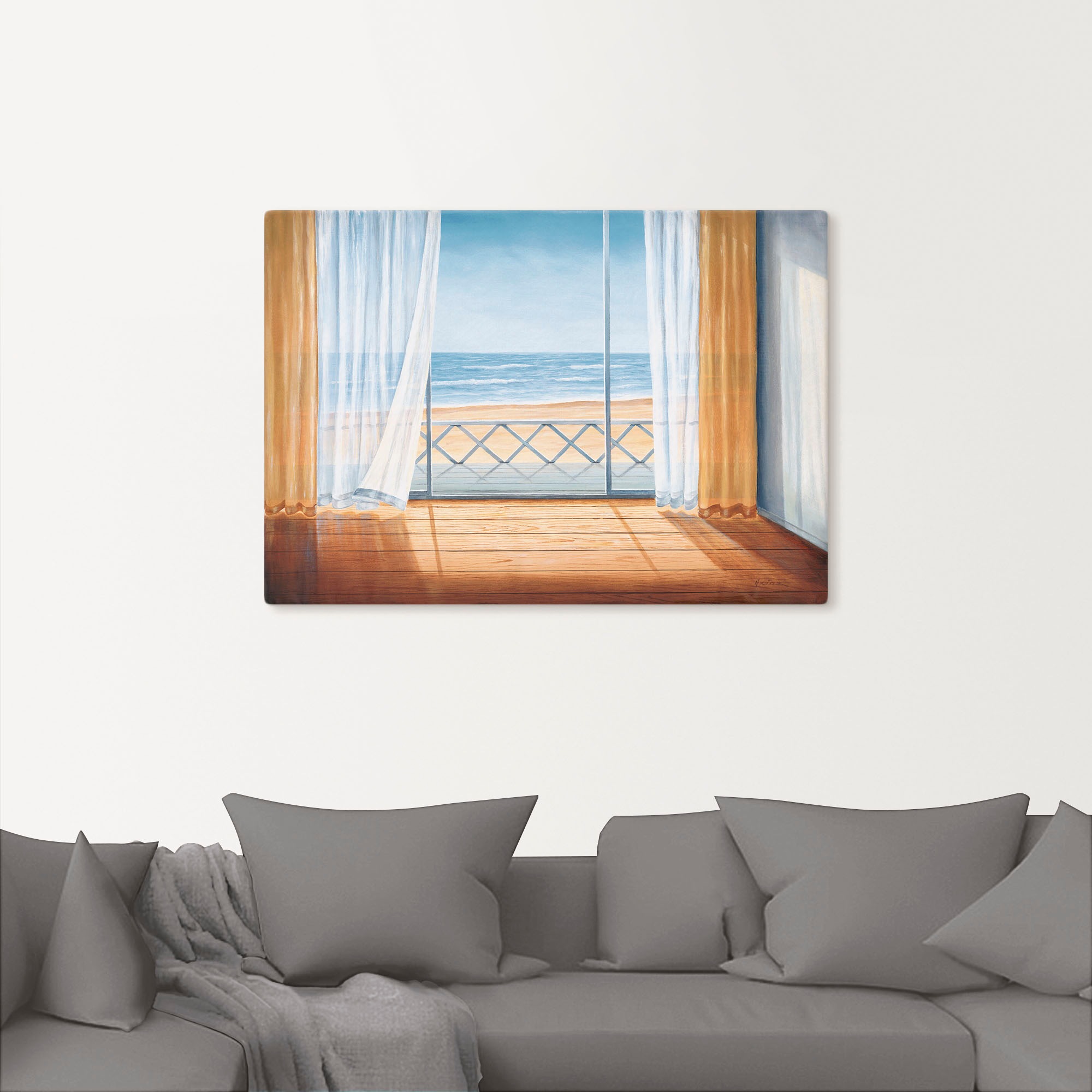 Artland Wandbild »Terrasse mit Meerblick«, Fensterblick, (1 St.), als Alubild, Outdoorbild, Leinwandbild in verschied. Größen