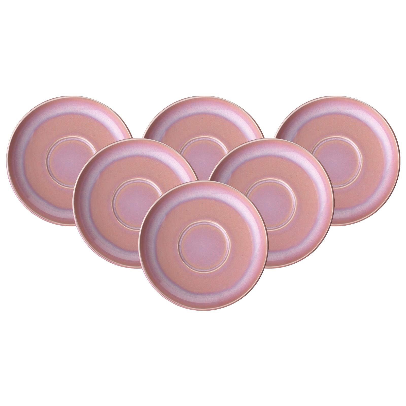 like. by Villeroy & Boch Untertasse "Kaffeeuntertassen Perlemor Coral ø 16,1 cm 6er Set rosa" Spülmaschinengeeignet, Mikrowellengeeignet