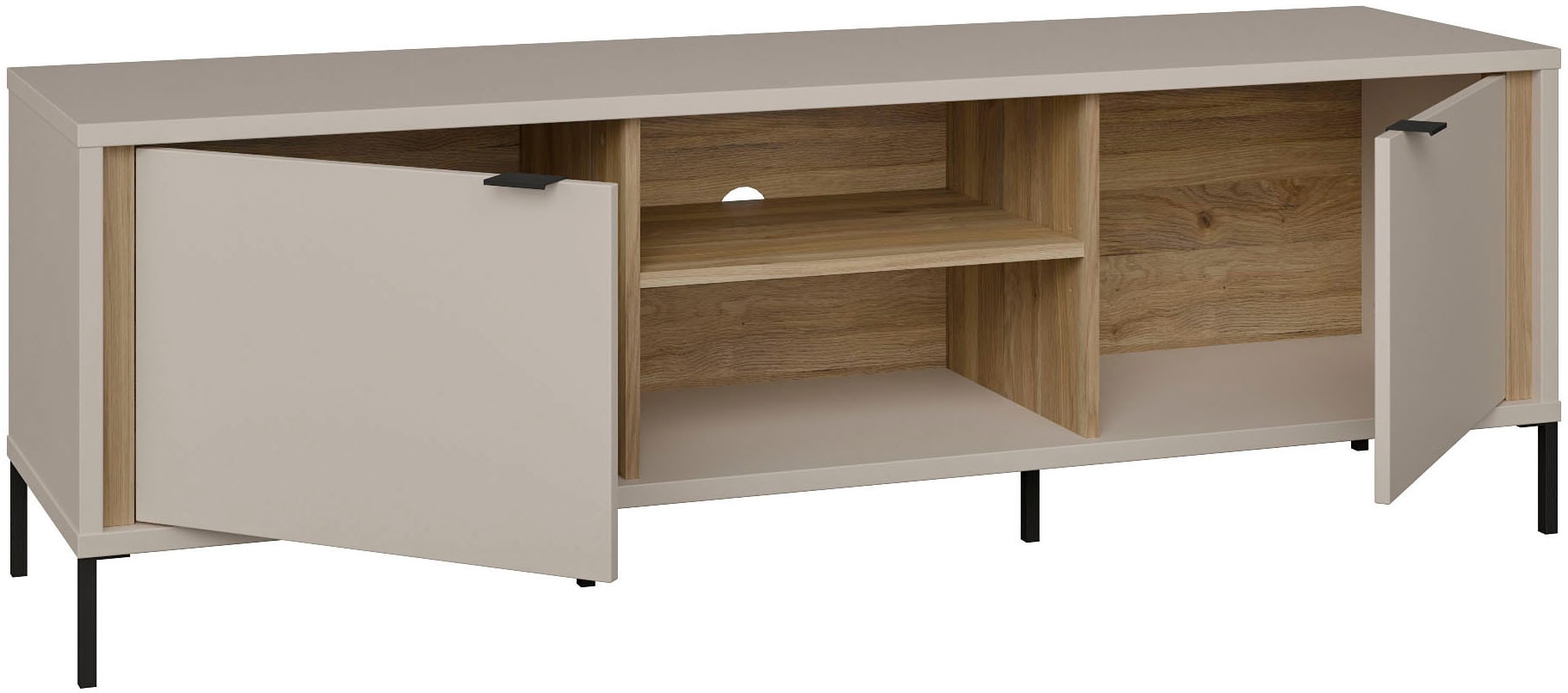 FORTE TV-Board »Forte Seravel TV Schrank 160, Elegantes Lowboard, Beleuchtung optional« B/H/T 158,8/52/41,5 offener Stauraum