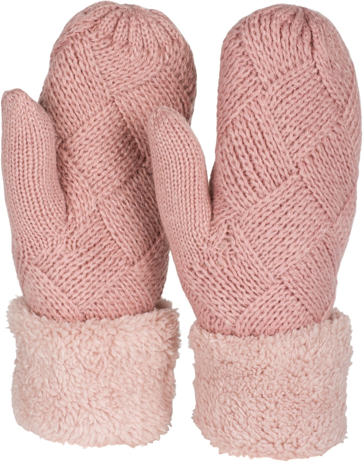 styleBREAKER Fäustlinge "Strickhandschuhe Fäustlinge mit Rauten Muster und Fleece" 1 Stk.