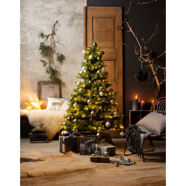 Creativ deco Künstlicher Weihnachtsbaum »Fertig geschmückt«, mit 60 Kugeln  und LED Beleuchtung kaufen | BAUR