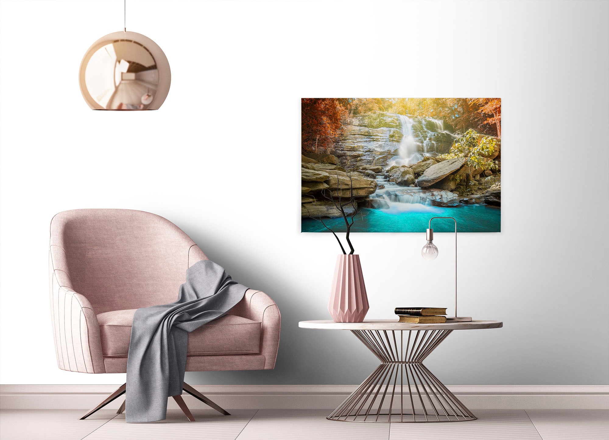 A.S. Création Leinwandbild »Waterfall«, Kunst-Natur-Kinder, (1 St.), Wasserfall Bild Keilrahmen Leinwand-Bild Wohnzimmer modern Wandbild