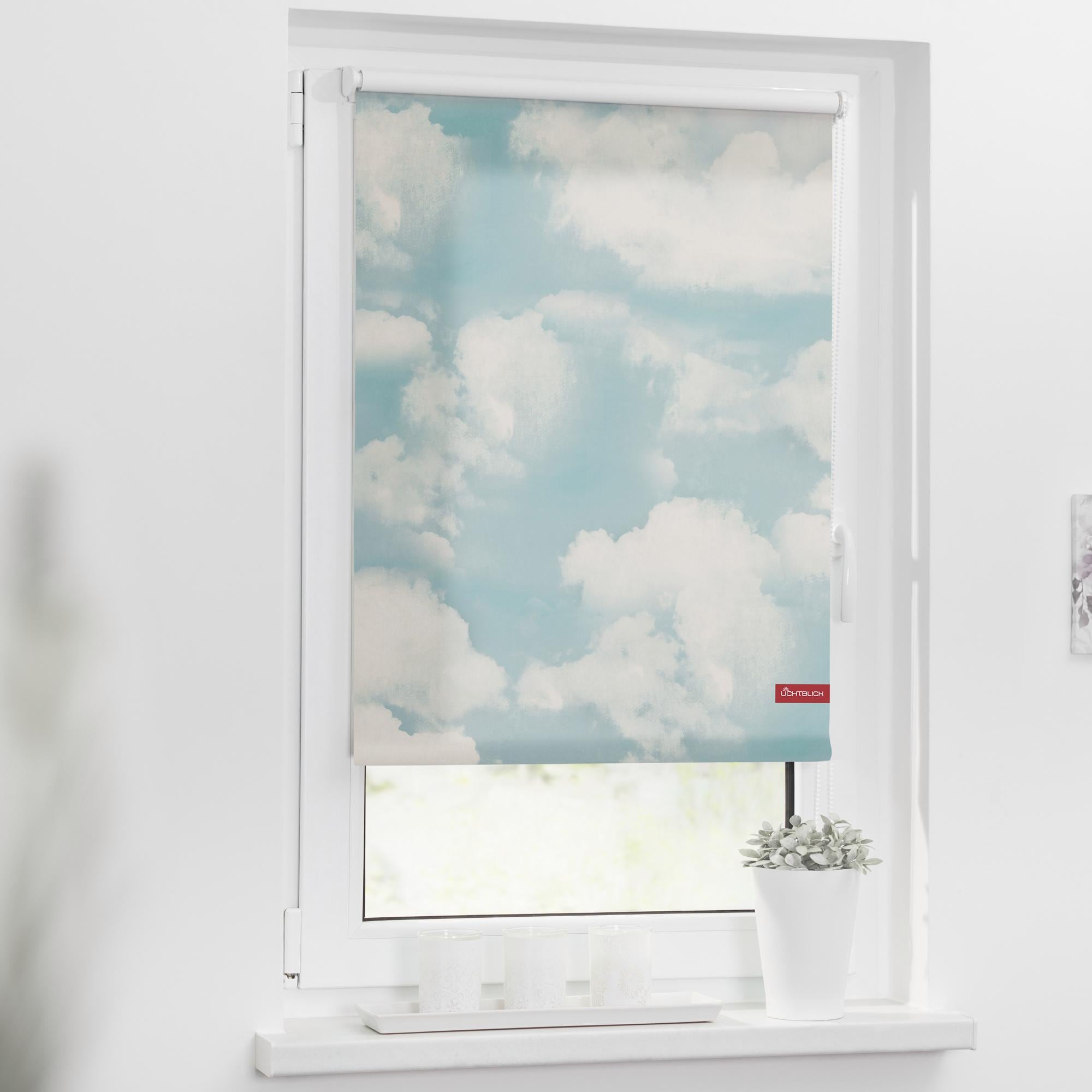 LICHTBLICK ORIGINAL Bohren, bedruckt »Klemmfix ohne | Lichtschutz, freihängend, Motiv Wolken«, Seitenzugrollo BAUR