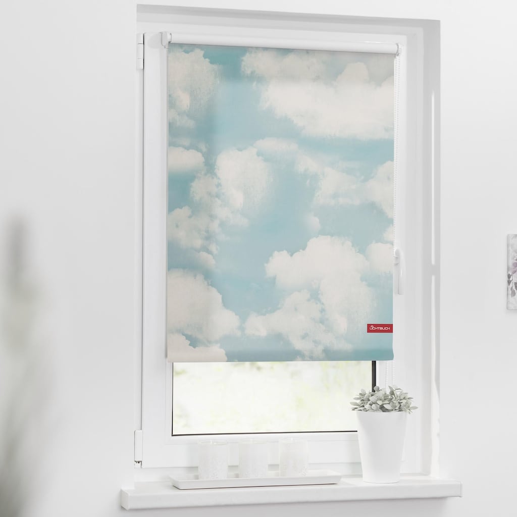 LICHTBLICK ORIGINAL Seitenzugrollo »Klemmfix Motiv Wolken«, Lichtschutz, ohne Bohren, freihängend