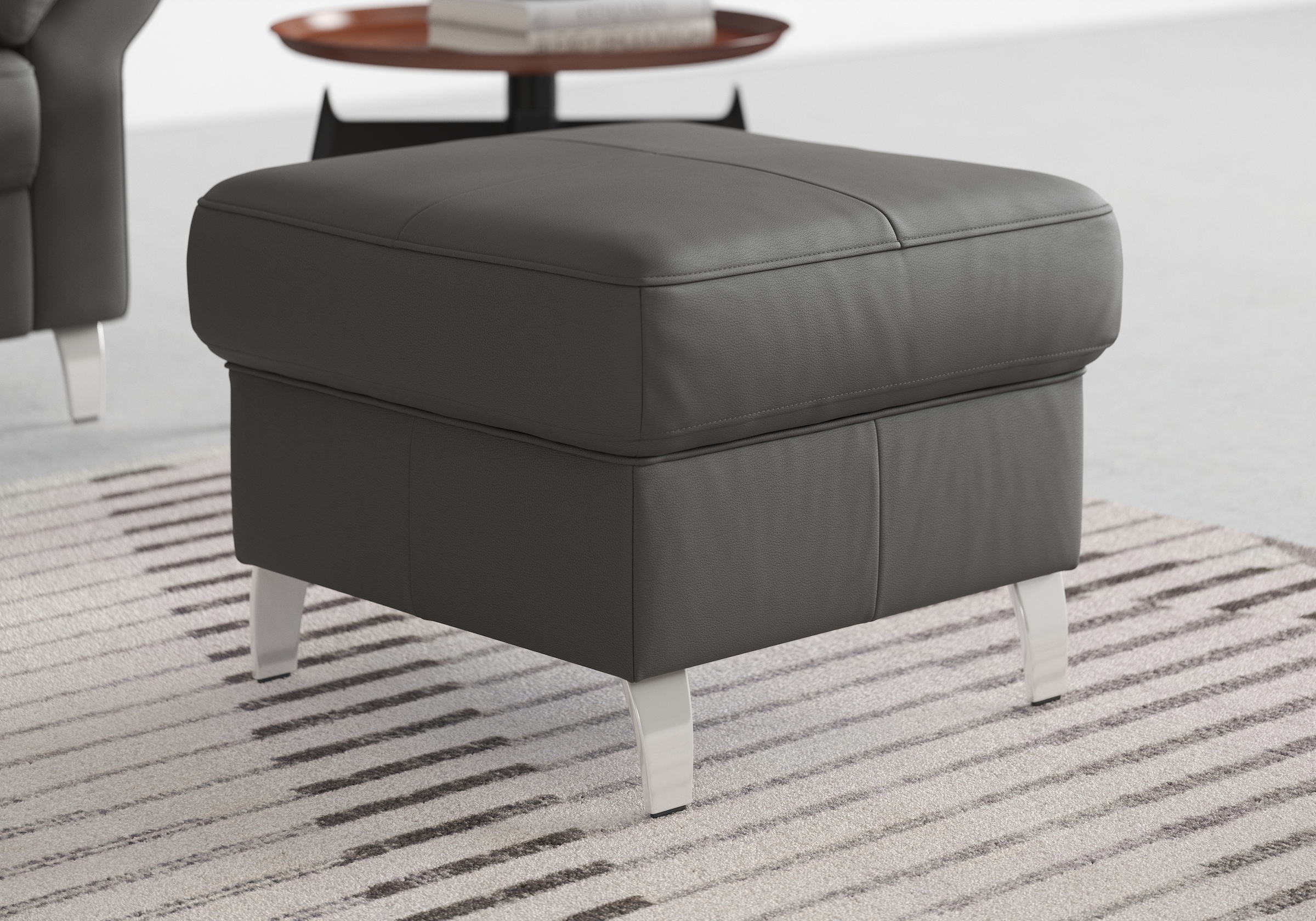 Hocker SIT & MORE, B:58cm H:48cm T:58cm, braun, Luxus-Microfaser ALTARA NUBUCK (100% Polyester);Struktur (100% Polyester);Flachgewebe (90% Polyester;
