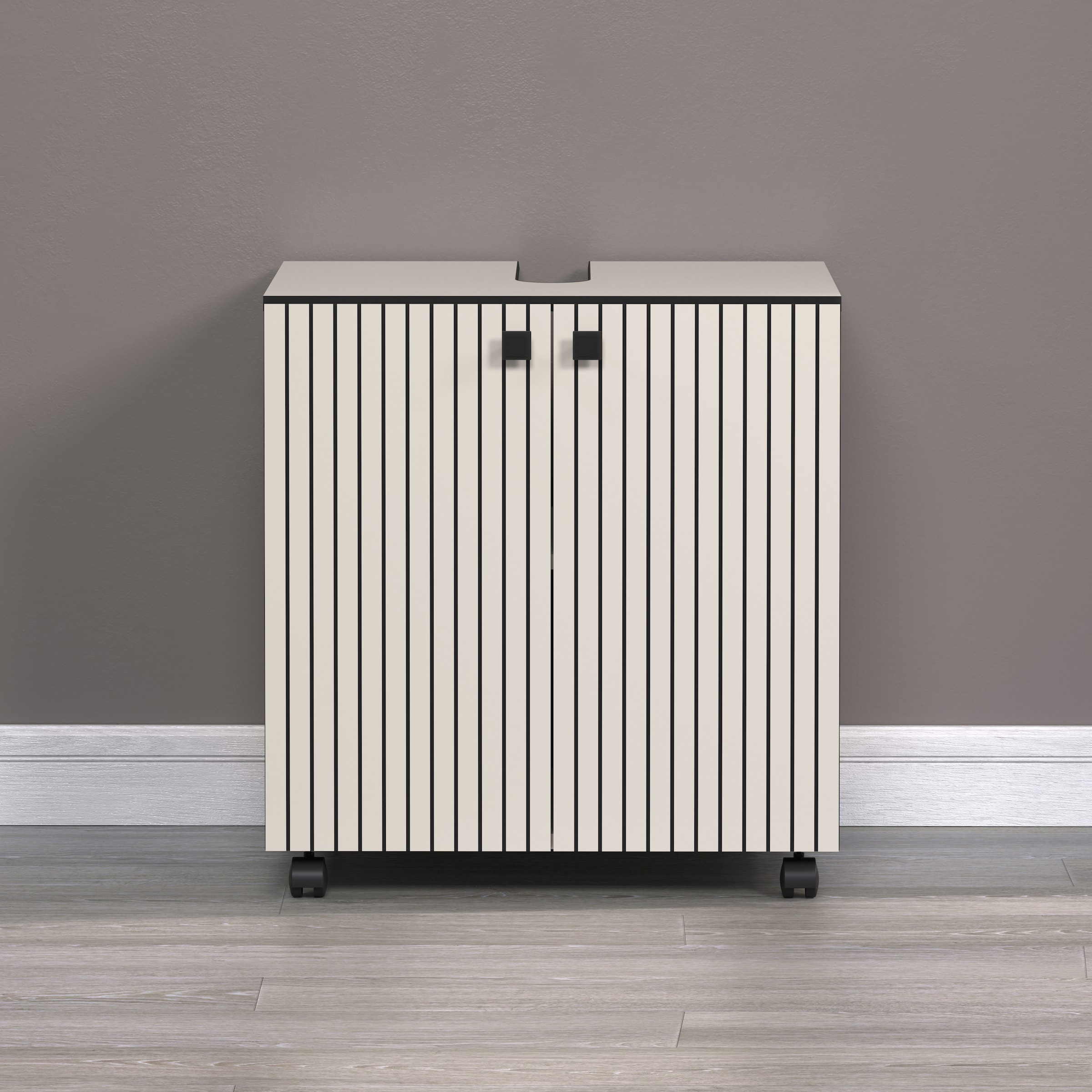 welltime Waschbeckenunterschrank »Amrum«, (1 St.), BxHxT 80 x 64 x 42cm Waschbeckenunterschrank Eiche Rillenoptik