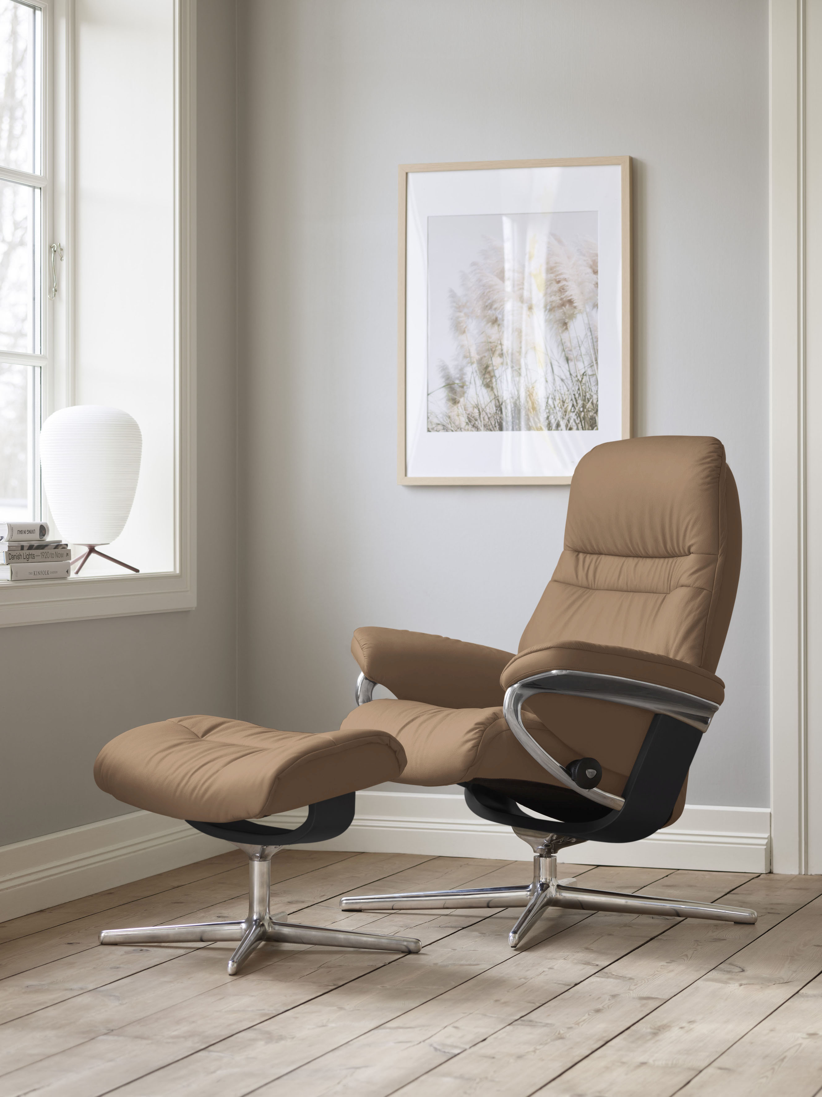 Stressless Relaxsessel "Sunrise" mit Cross Base, Größe S, M & L, Holzakzent Schwarz