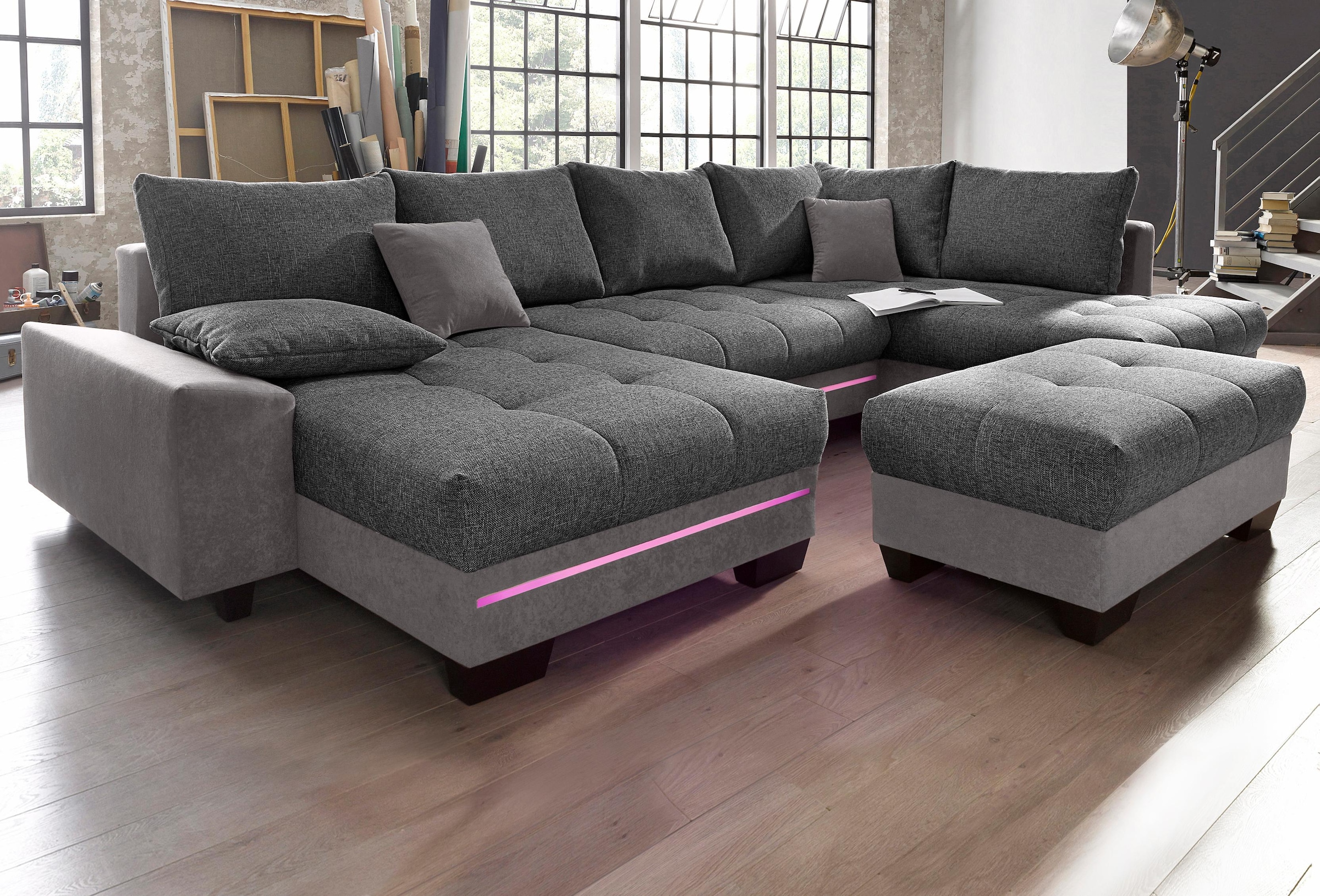 Mr. Couch Wohnlandschaft "Nikita U-Form", wahlweise mit Kaltschaum (140kg Belastung/Sitz) und Bluetooth-Sound
