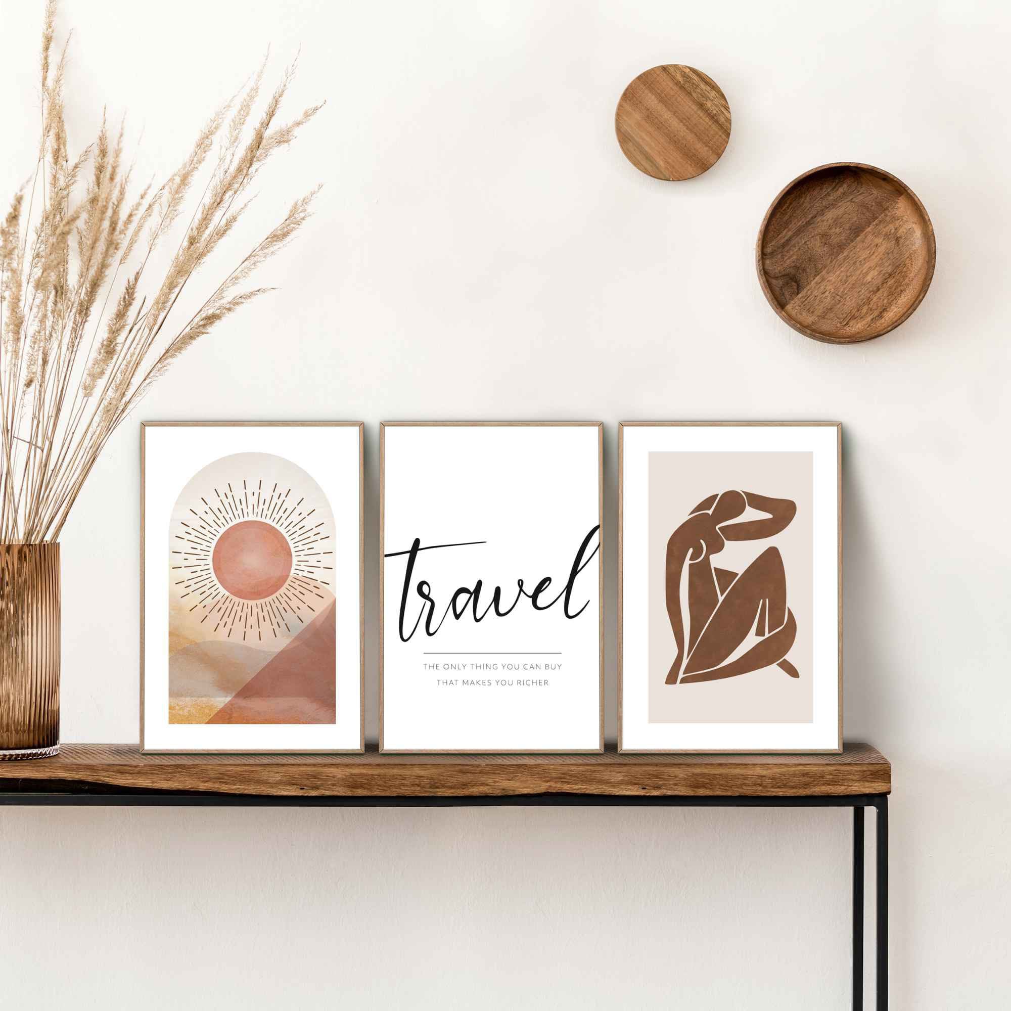 Reinders! Wandbild »Sonne Abstrakt - Zitat - Reisen - Wüste - Frau« 3 Stk. tlg.