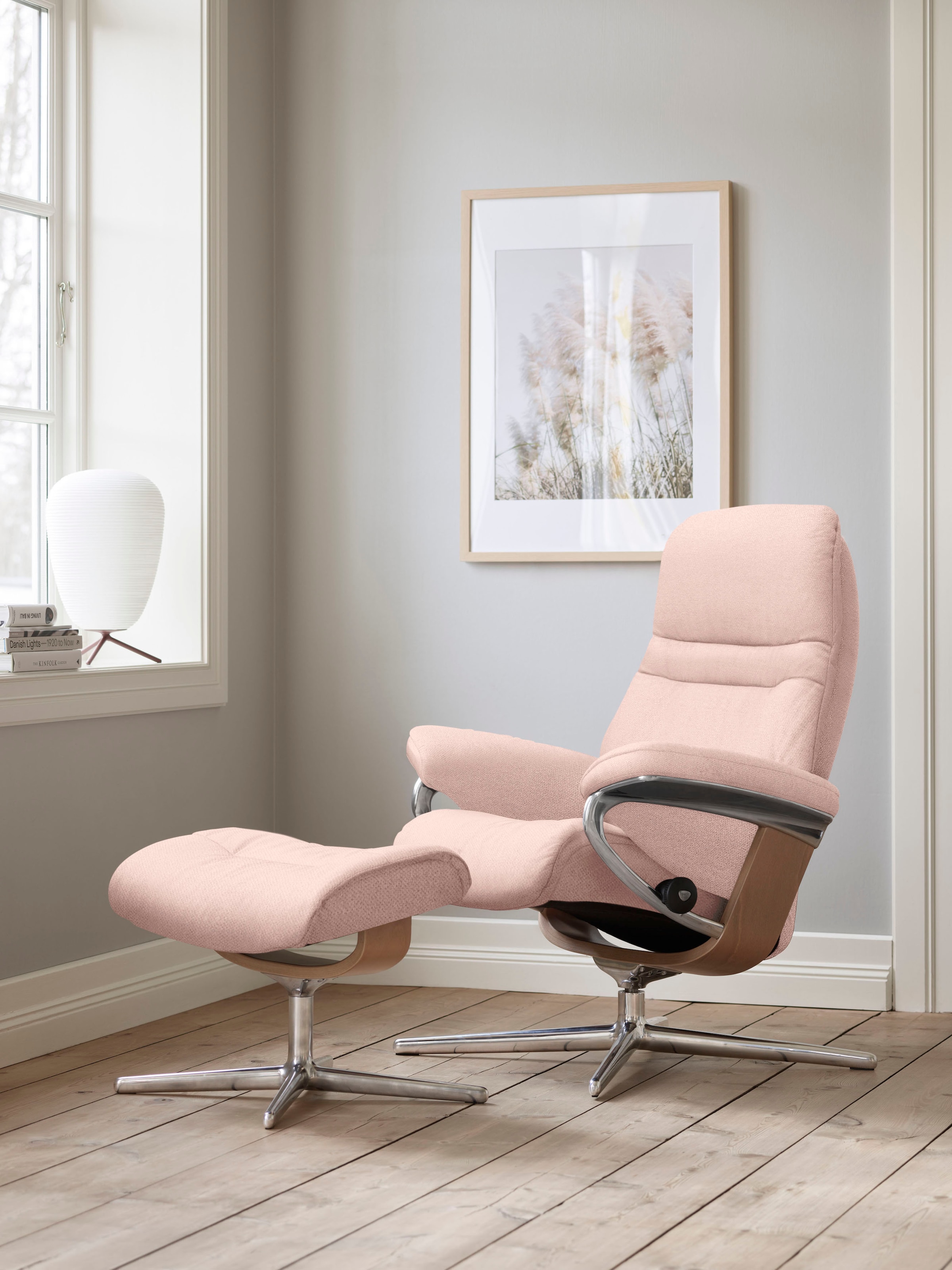 Stressless Fußhocker "Sunrise", mit Cross Base, Größe S, M & L, Holzakzent Eiche