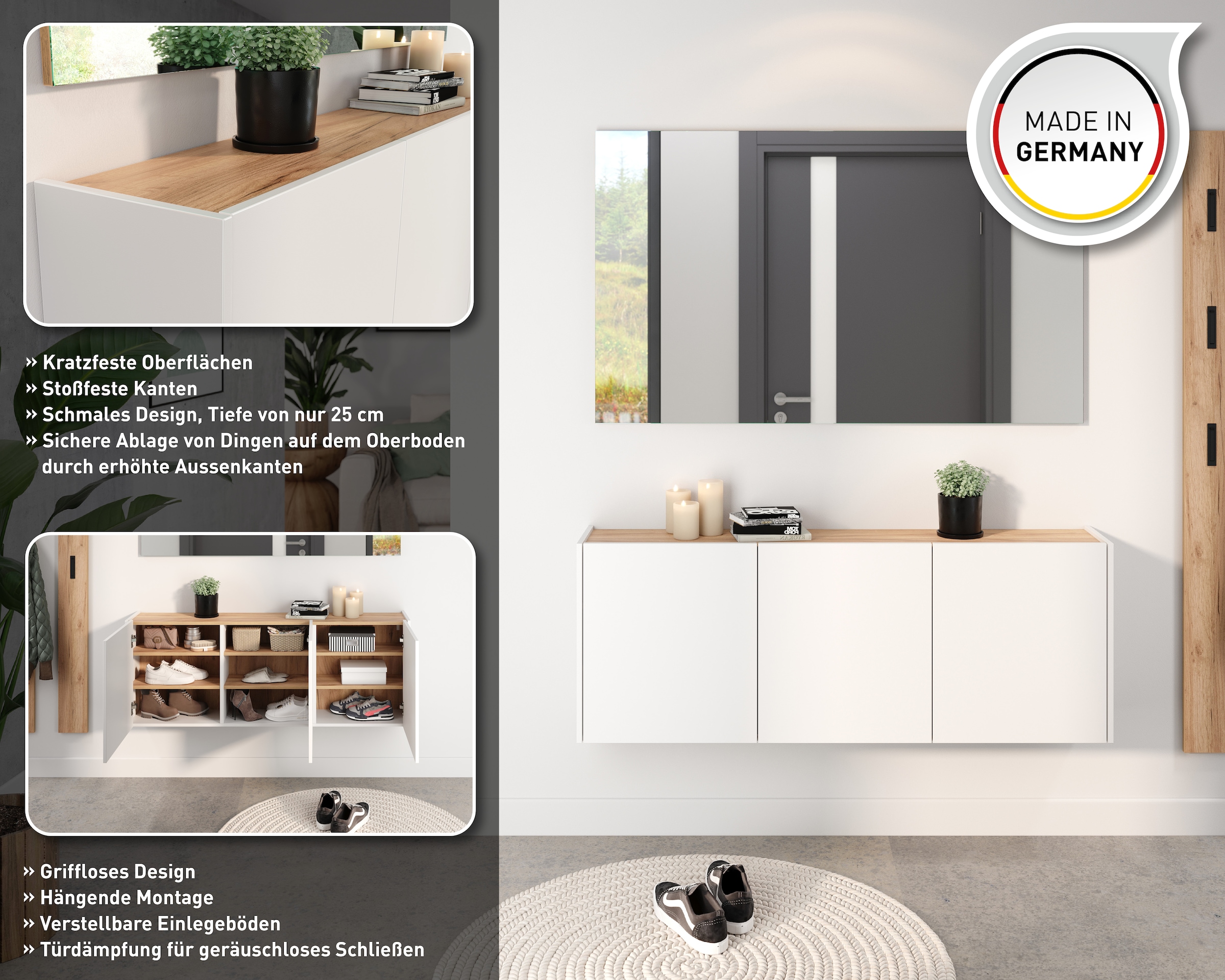 GERMANIA Mehrzweckschrank »GW-Libbiano«, (1 St.), ideal für schmale Flure, Breite 138 cm, in 2 verschiedenen Höhen
