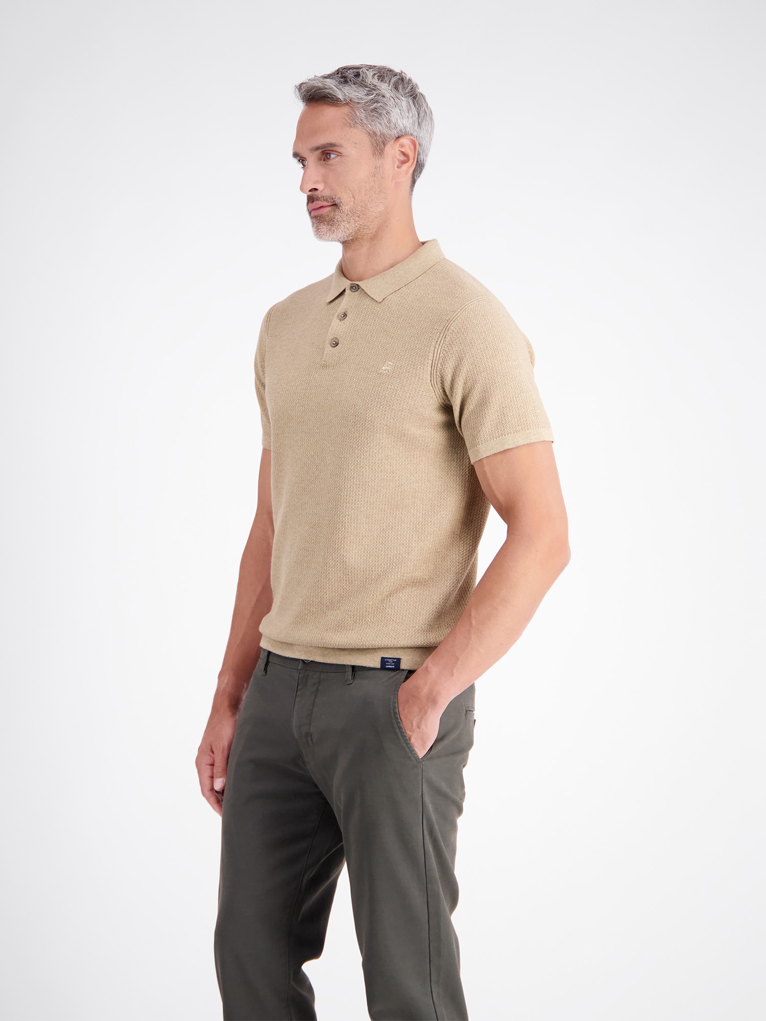 LERROS Poloshirt "Polohemd in legerer Strickoptik aus griffiger Baumwolle"