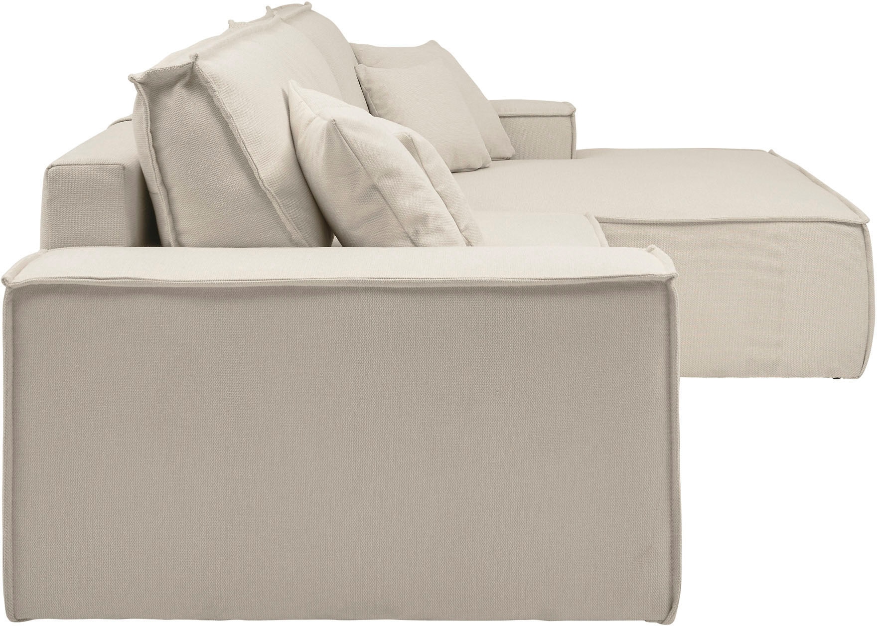 andas Ecksofa »Finnley Schlafsofa 267 cm in Bouclé, Struktur fein u. Cord, L-Form,«, Schlaffunktion m. Bettkasten (136/210 cm), Bouclé, Struktur und Cord