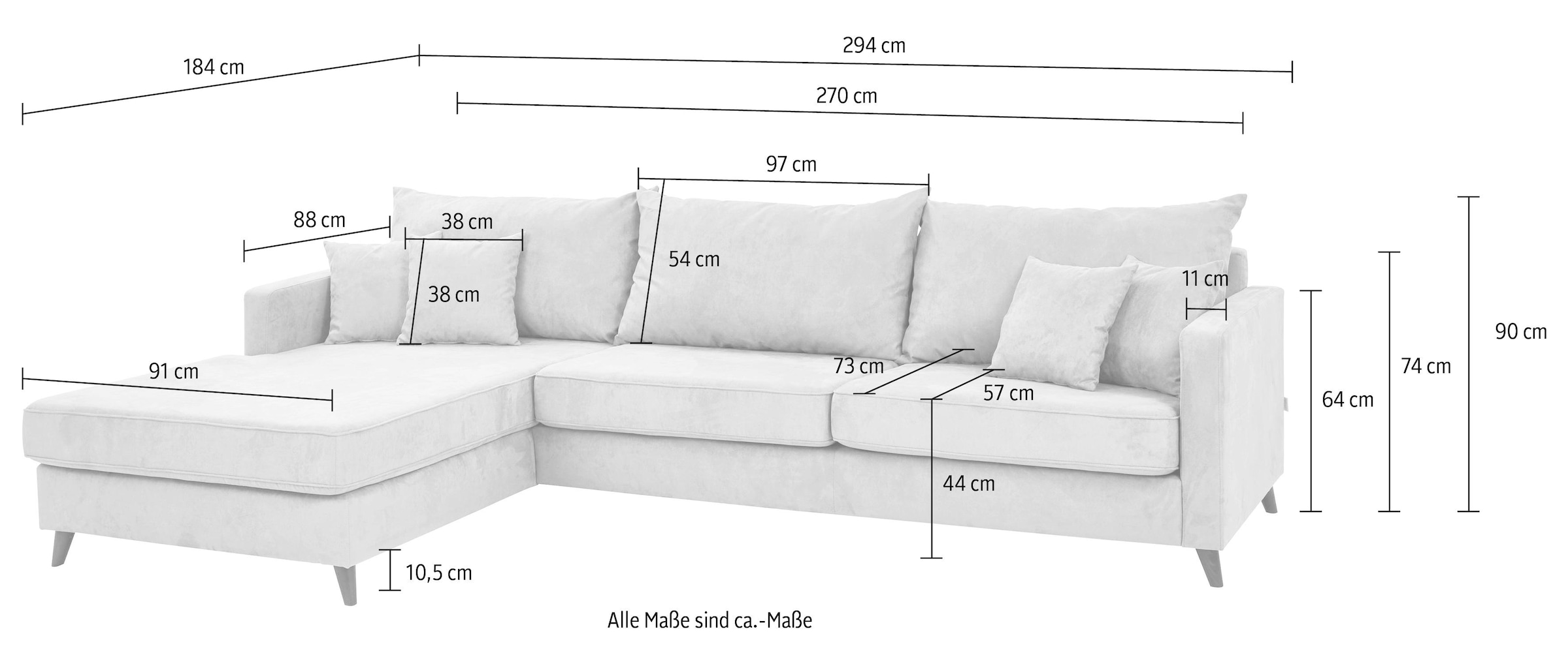 Guido Maria Kretschmer Home&Living Ecksofa »Renesse L-Form«, lose Kissen, Keder an Sitzkissen