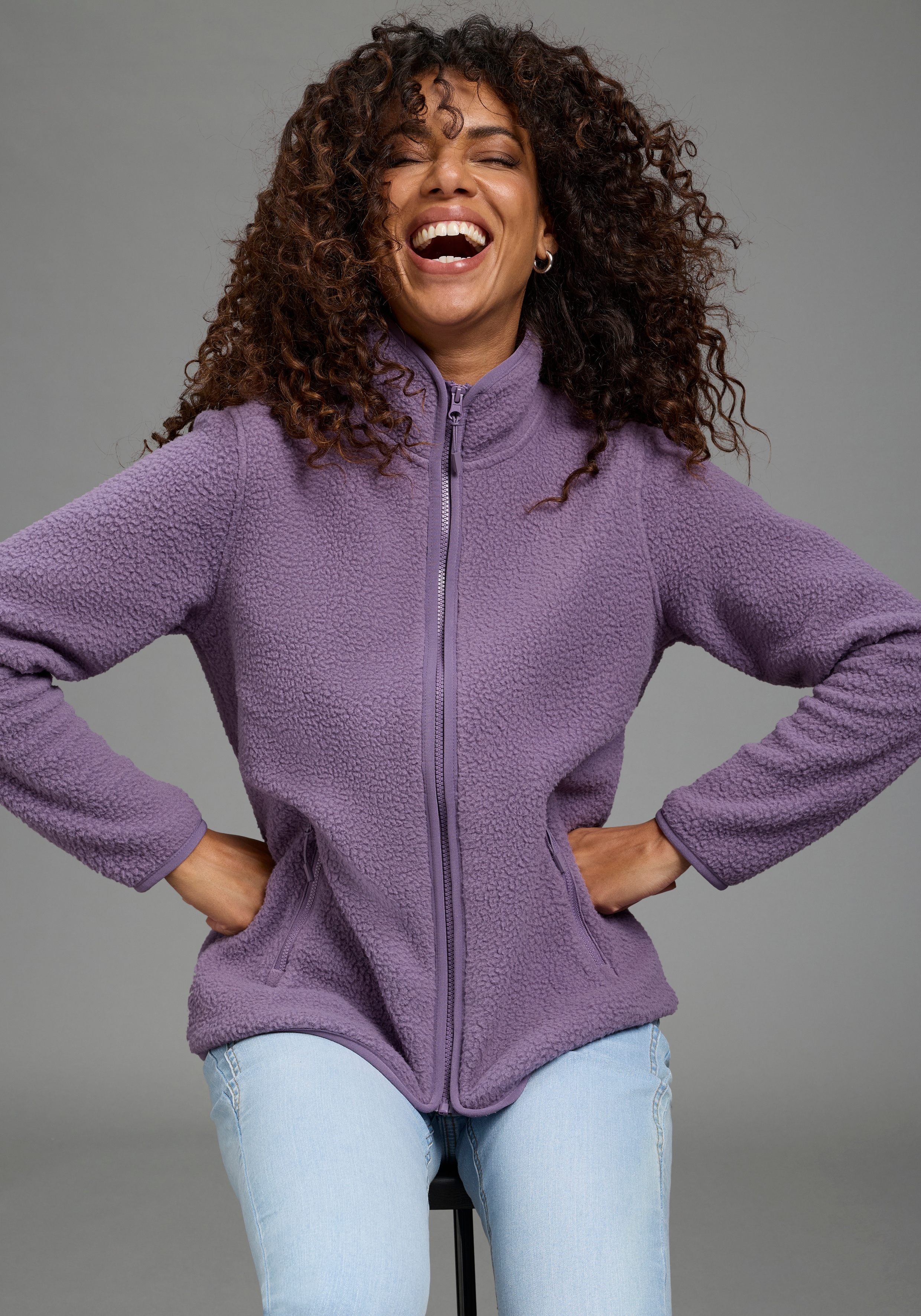 Polarino Fleecejacke aus Teddy-Fleece, Übergangsjacke