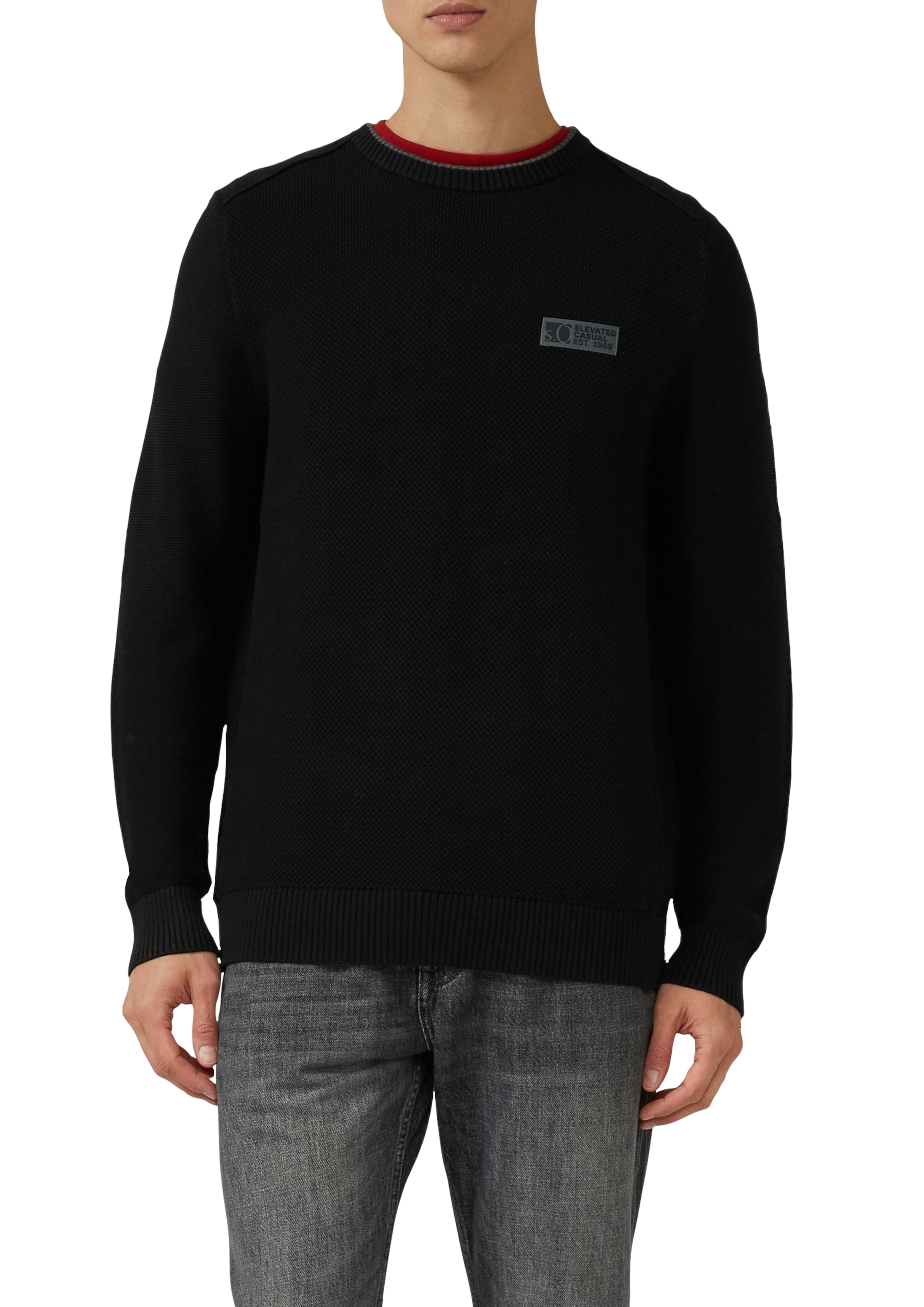 s.Oliver Strickpullover aus strukturierter Qualität, mit Logo-Badge, Regula günstig online kaufen