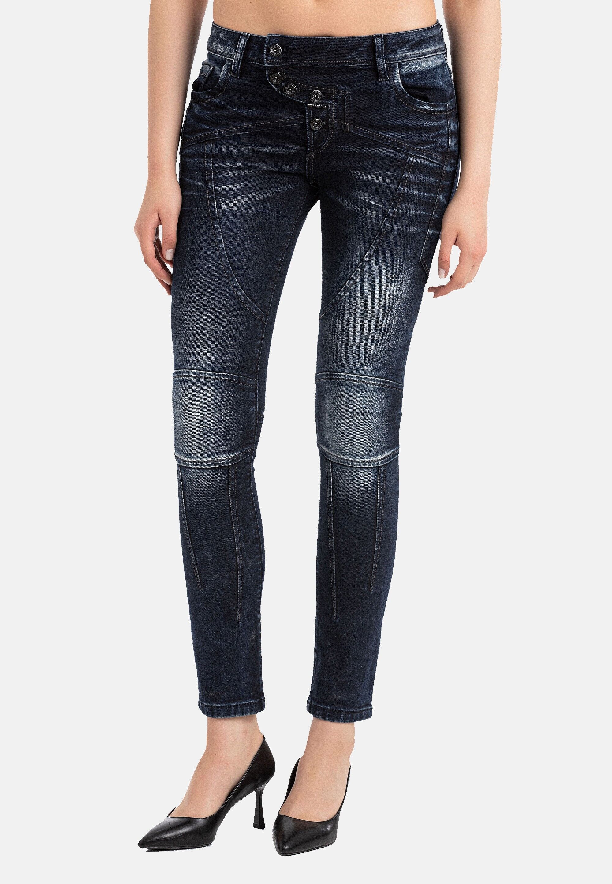 Cipo & Baxx 5-Pocket-Jeans "WD469" Ausgefallene Knopfleiste
