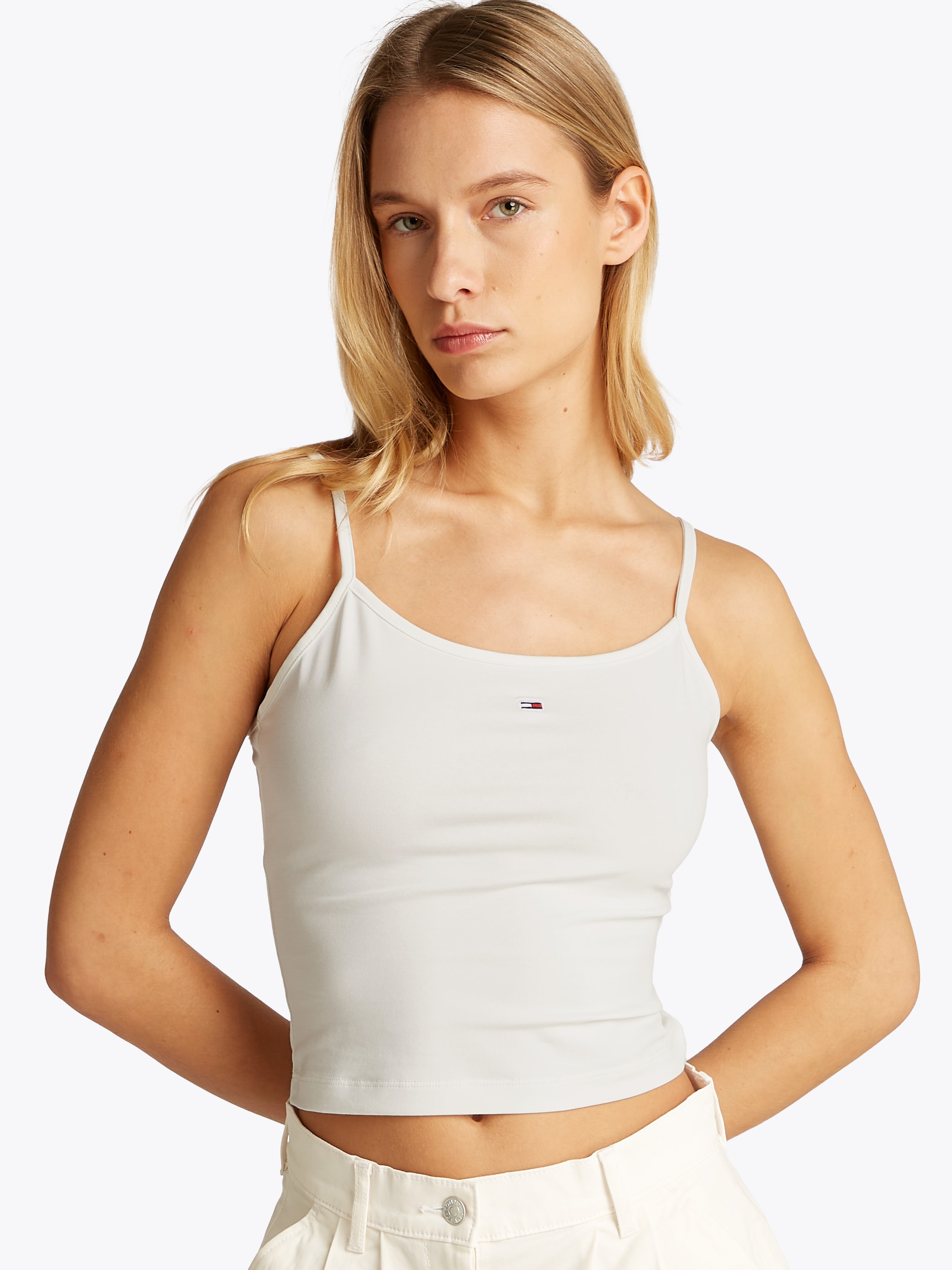 Tommy Jeans Spaghettitop »TJW 2PACK ESSENTIAL STRAP TOP«, (Packung, 2er), mit Logo-Flag
