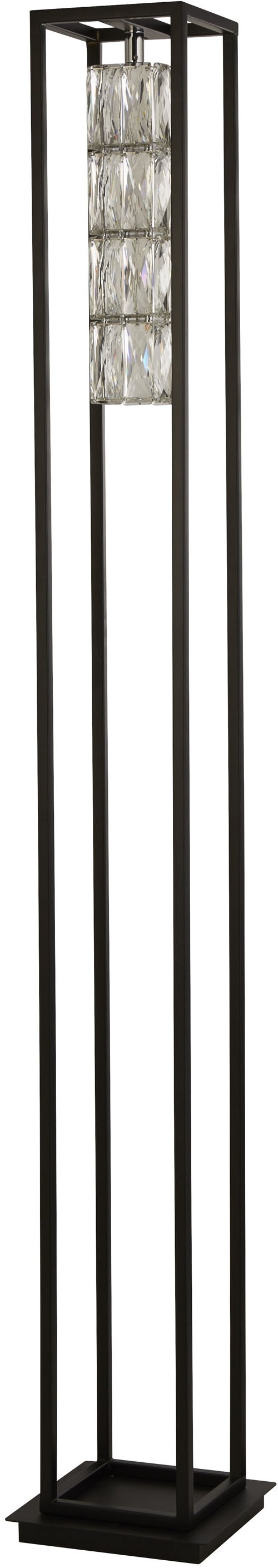 Searchlight Stehlampe »Aufzugs-Bodenlampe - Mattschwarzer Rahmen & Kristallzentrum« LED-Modul 1 Stk.
