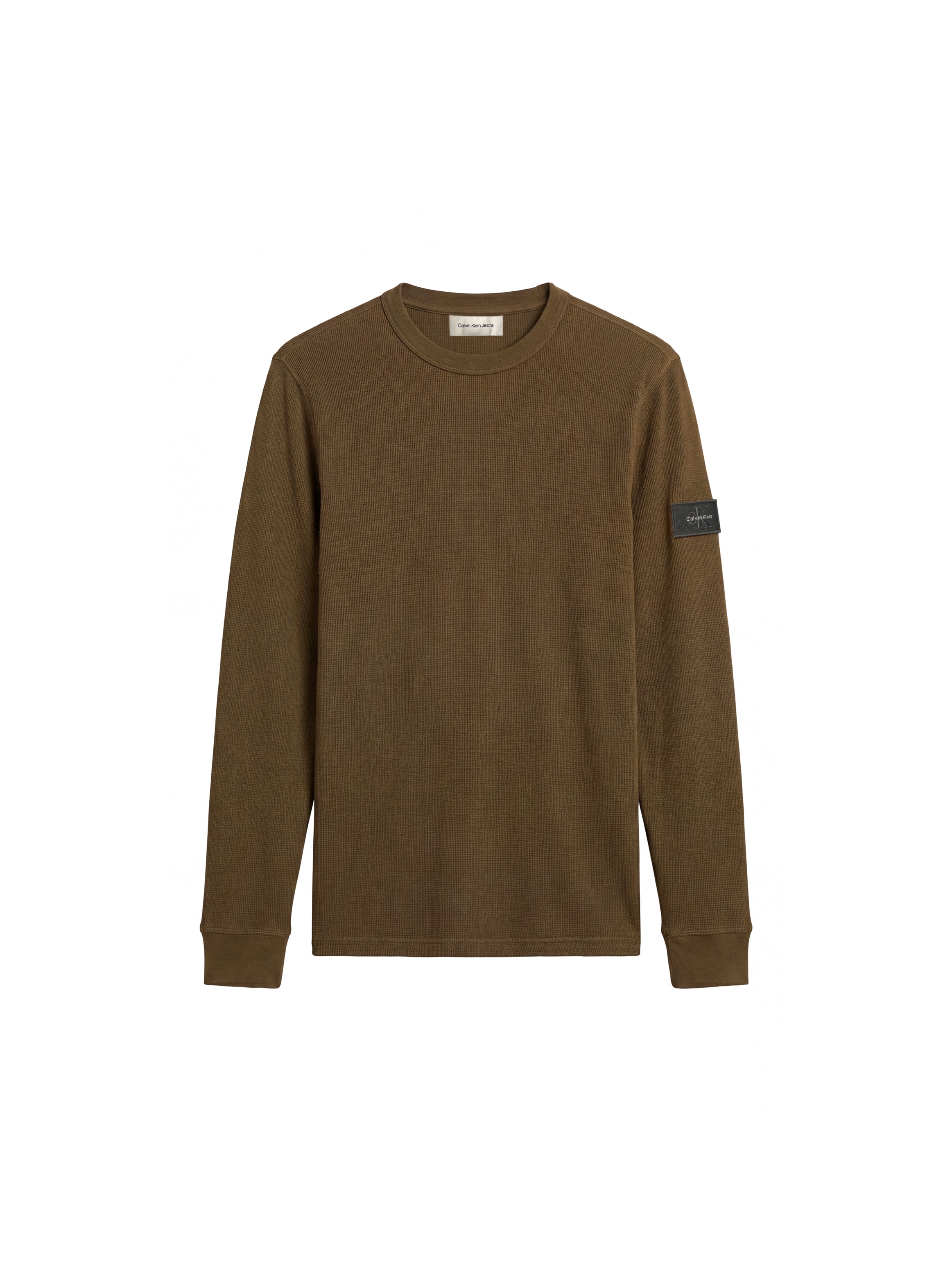 Calvin Klein Langarmshirt »WAFFLE BADGE CREWNECK TEE« Regular fit, Badge, Rundhalsausschnitt