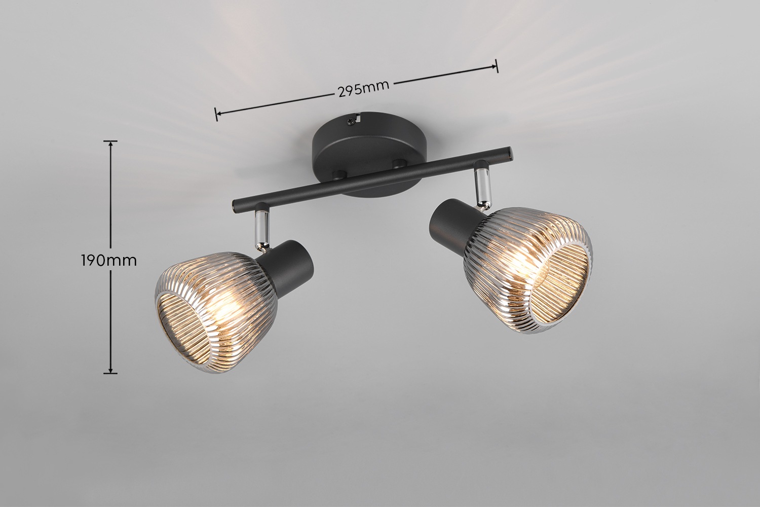TRIO Leuchten Deckenstrahler »TARIFA, 2-flammiger Deckenspot mit Glasschirm, exkl 2xE14 max 10W« E14 1 Stk. warmweiß - kaltweiß Glasschirm in Riffeloptik leicht verspiegelt, verstellbare Spots