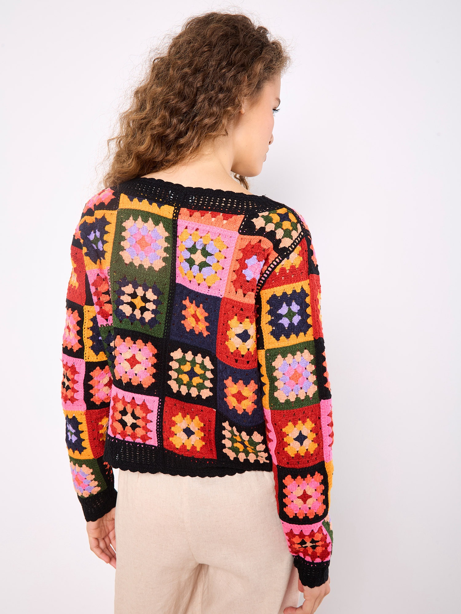 Apricot Cardigan »Cardigan« mit bunten Häkelquadraten