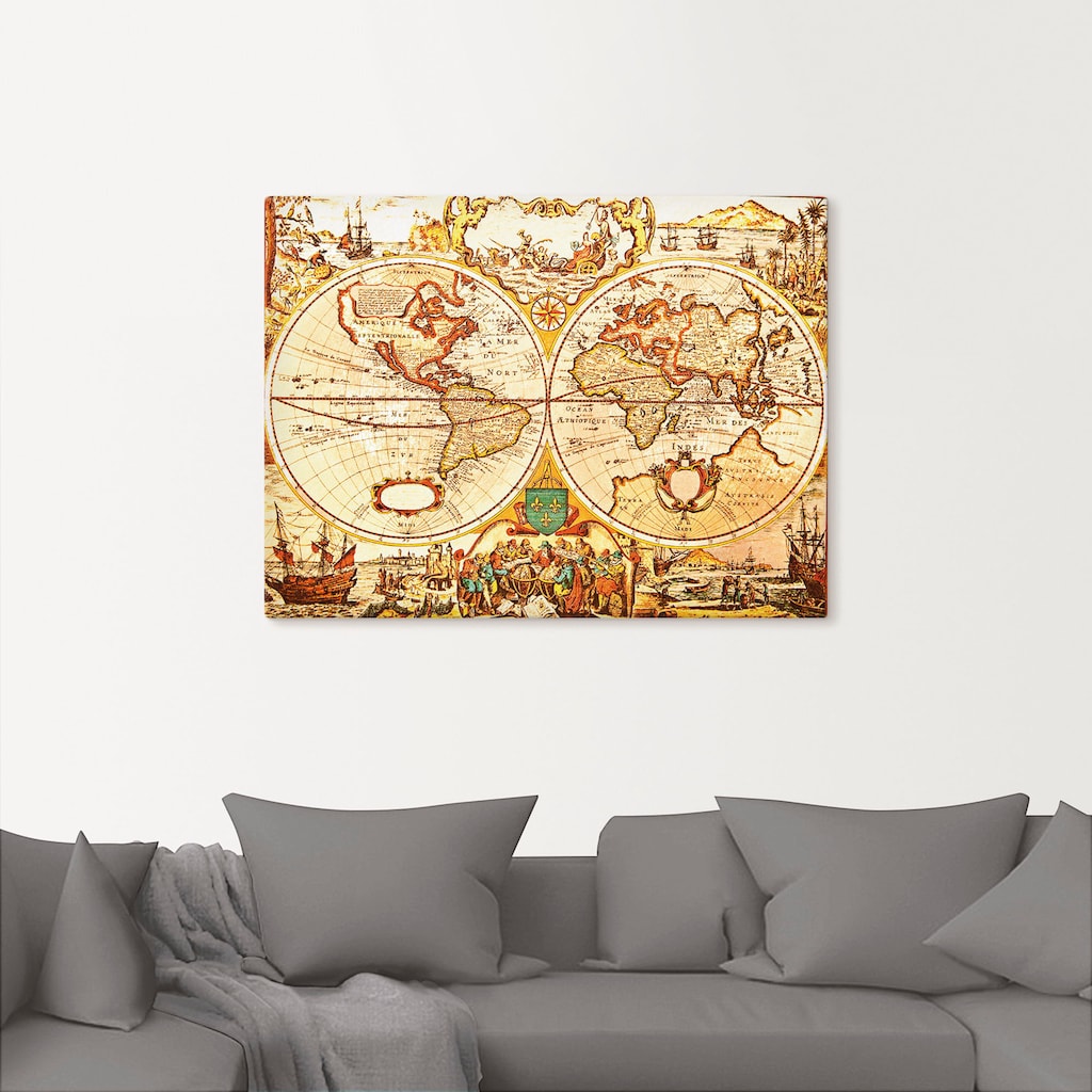 Artland Wandbild »Antike Weltkarte«, Landkarten, (1 St.)