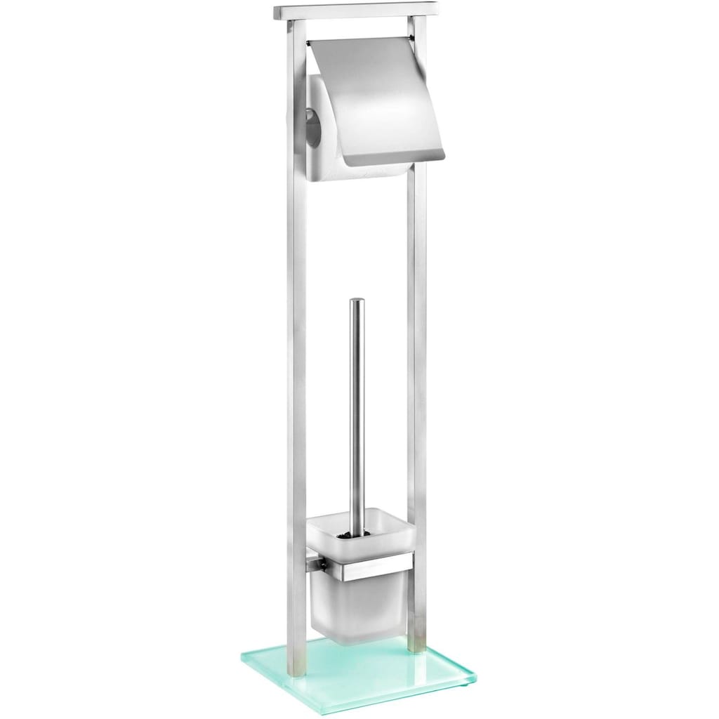 WENKO WC-Garnitur »Debar«, aus Edelstahl-Glas, Stand WC-Garnitur