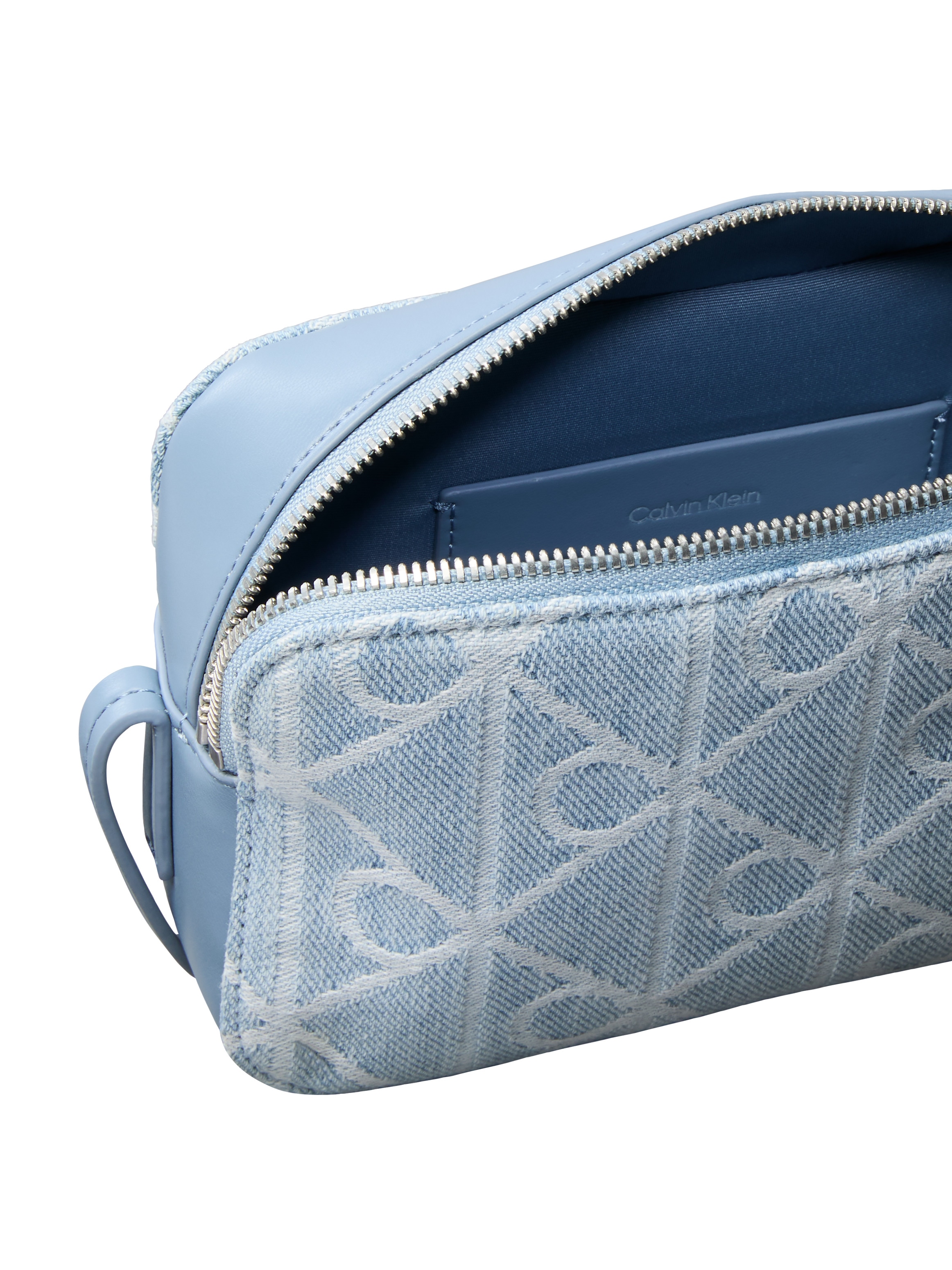 Calvin Klein Mini Bag »EMBLEM AOP DENIM CAMERA BAG« kleine Umhängetasche, Tragetasche mit CK-allover-Muster