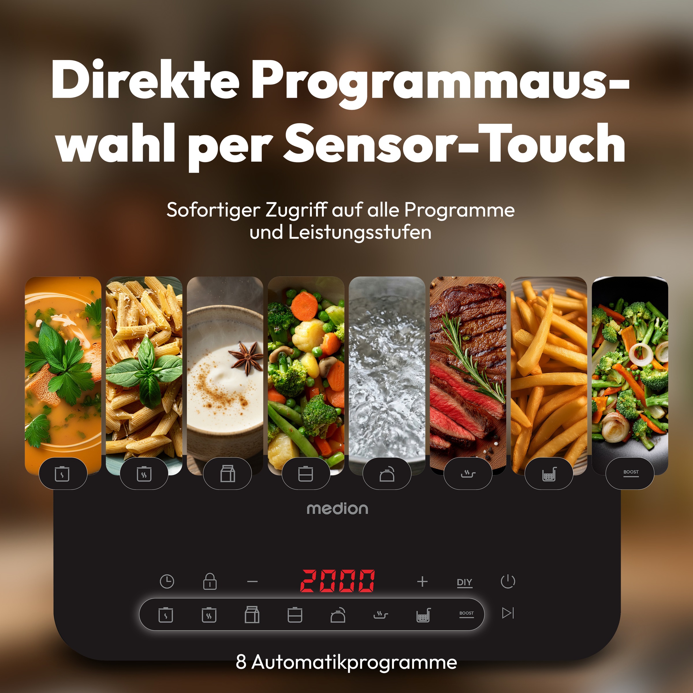 Medion® Einzel-Induktionskochplatte »MD 100090« flacher als herkömmliche Geräte