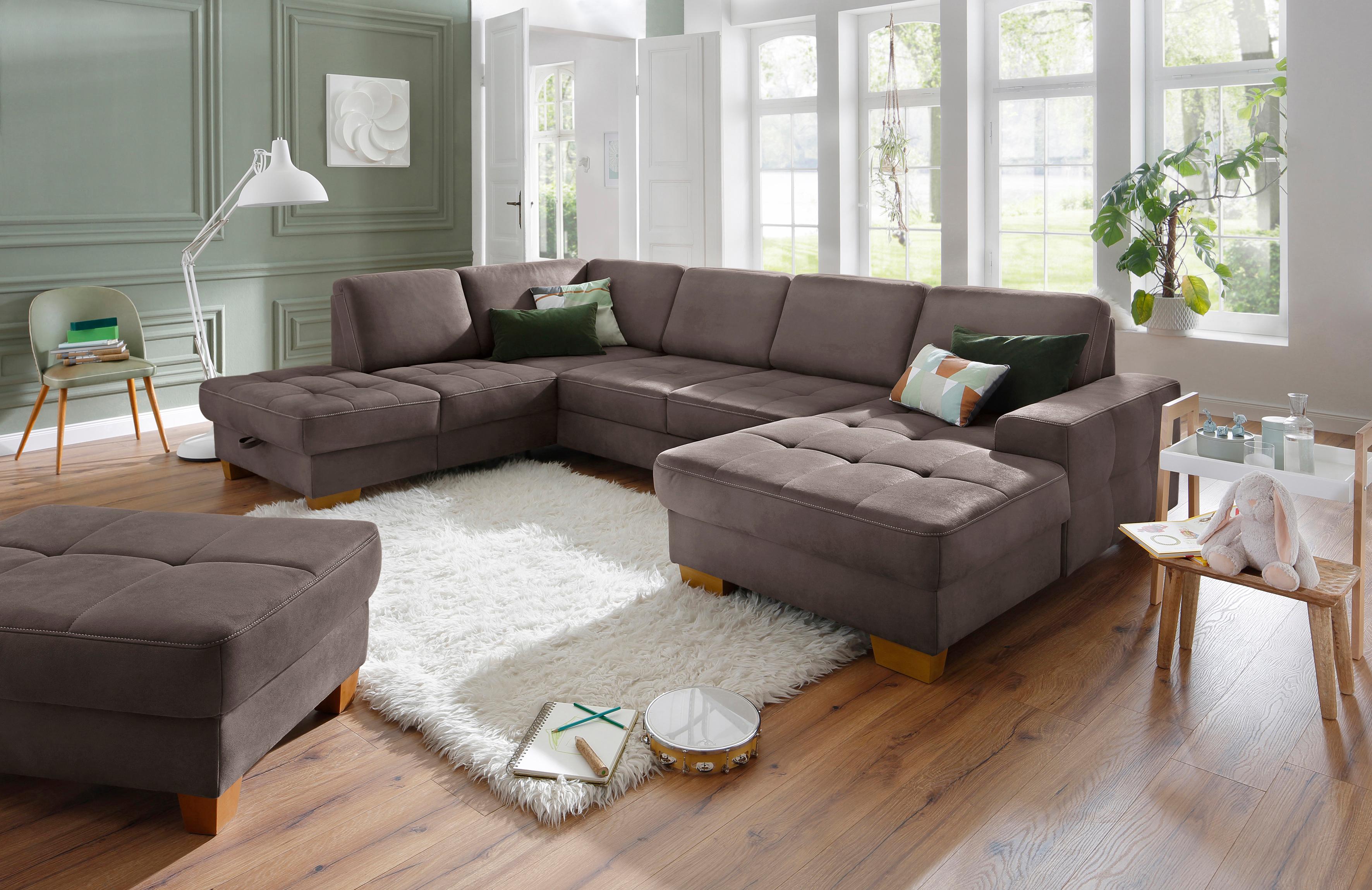 Thumbnail - Home affaire Wohnlandschaft "Puccini U-Form", mit Federkern, Sitztiefenverstellung, Kontrastnaht