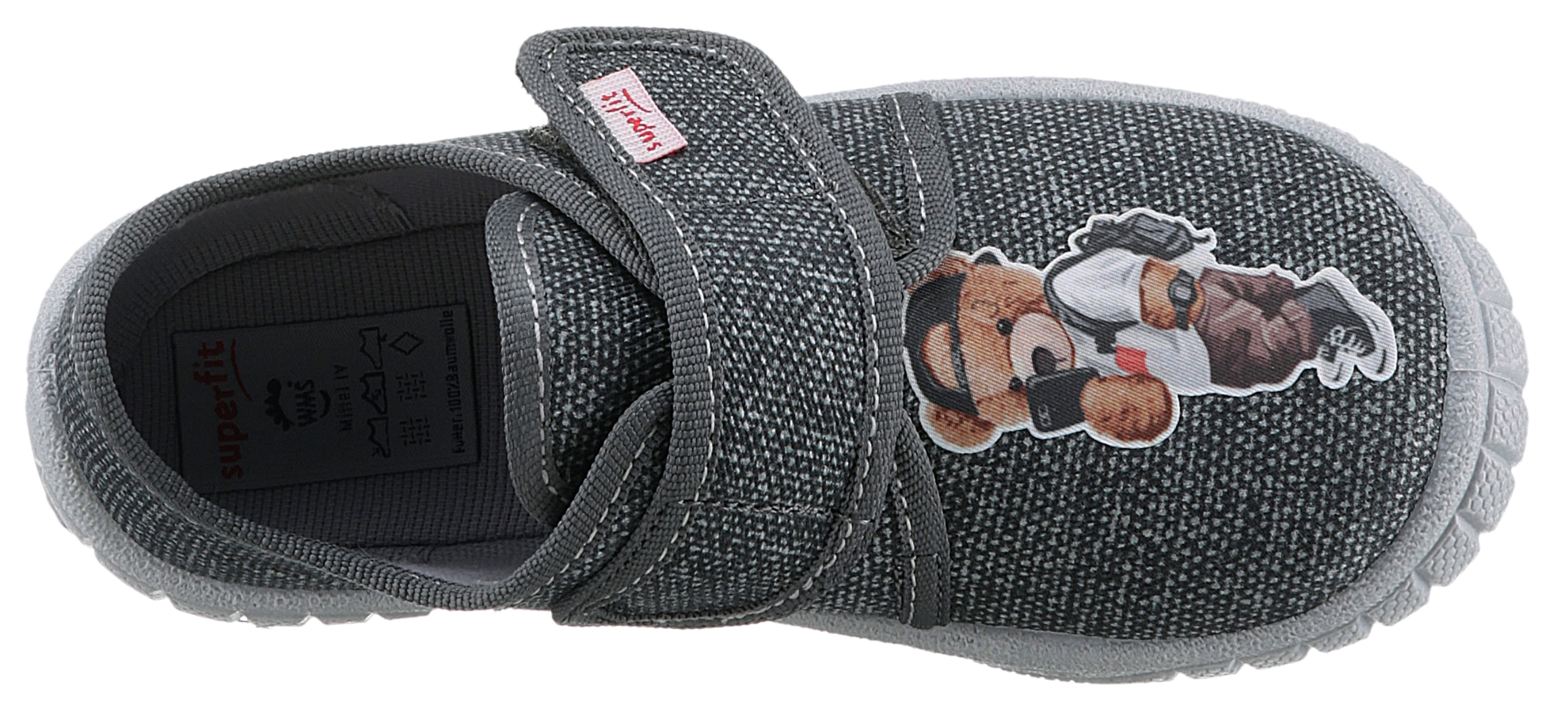 Superfit Hausschuh »BILL WMS: mittel«, Klettschuh, Slipper, Freizeitschuh mit dekorativem Patch