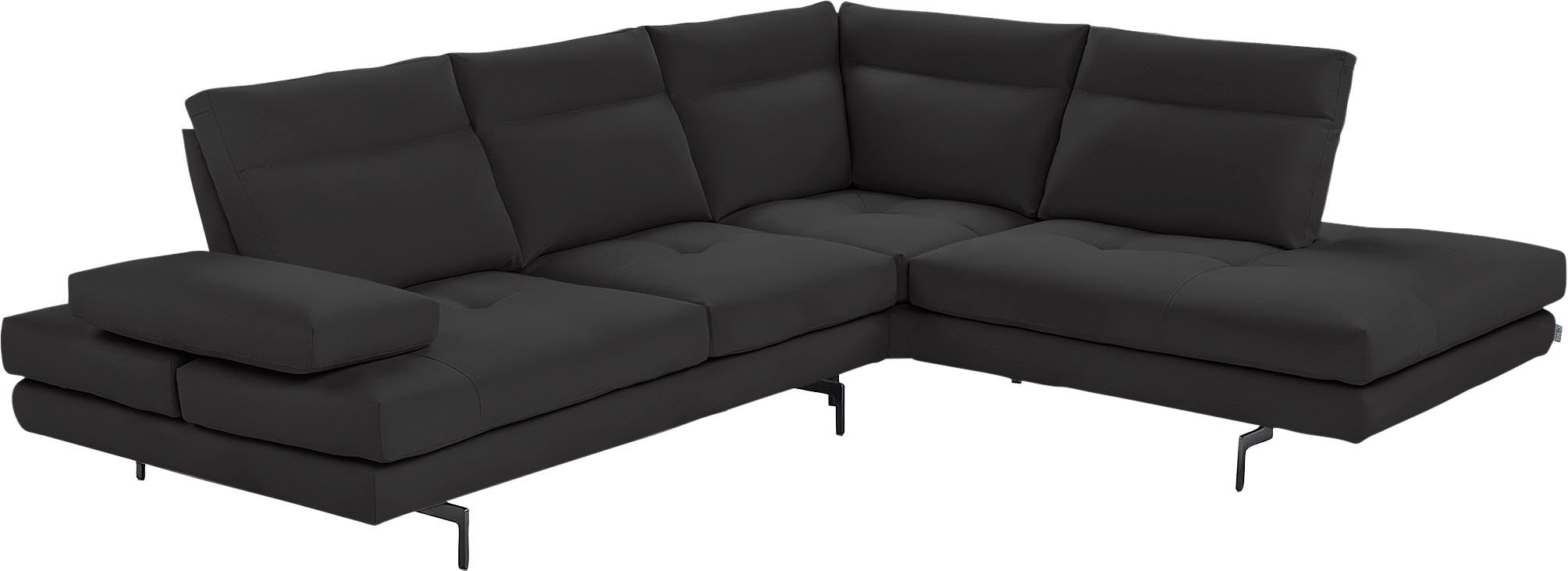 CALIA ITALIA Ecksofa "Toby Wing, B/T: 288/232 cm, Designsofa mit sensationellem Sitzkomfort" L-Form, Sitztiefenverstellung, funktionale Ecke, Füße in schwarz matt