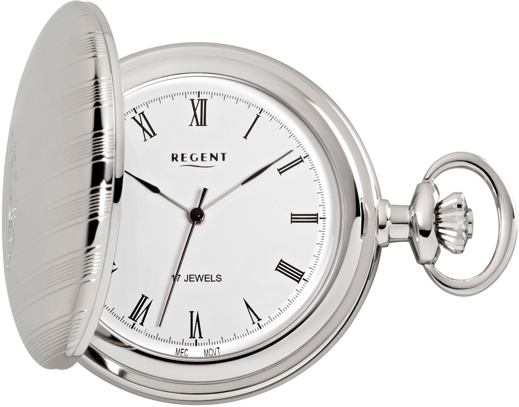 REGENT Damen Taschenuhr "P718-19437740", silber, Taschenuhren, Herrenuhr, Handaufzug, Acrylglas, Geschenkidee