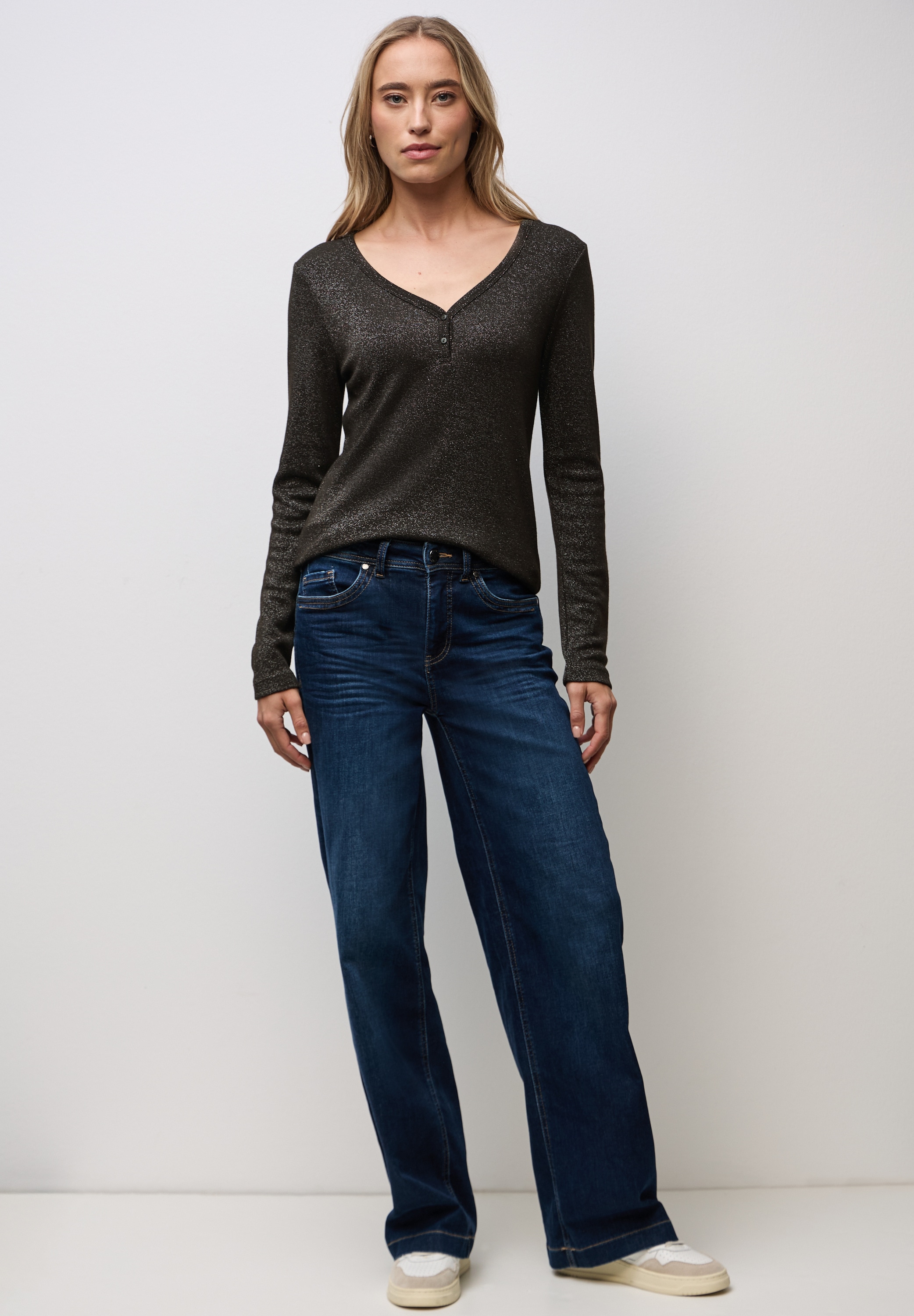 STREET ONE Langarmshirt im Glitzer-Look